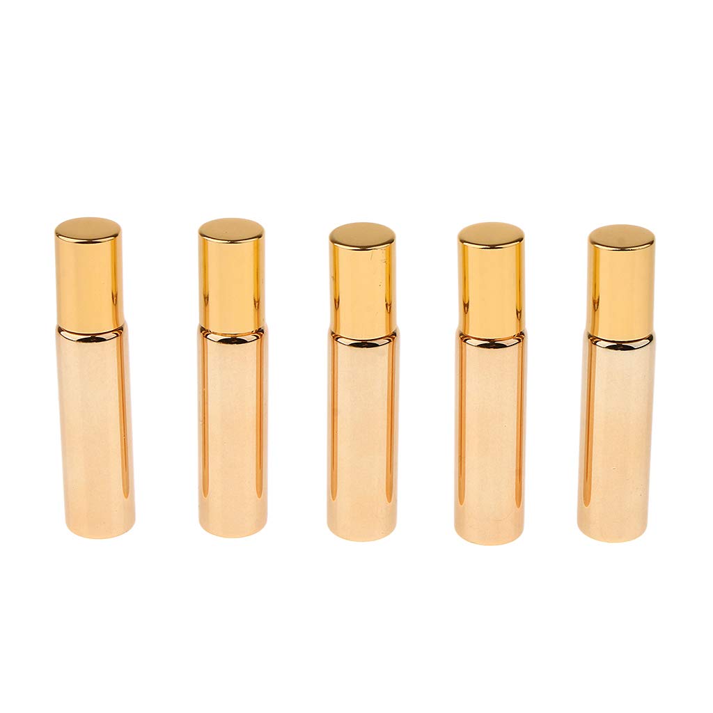 10mL Mini Travel Bottles with Stainless Steel Leak-Proof Lids - 5 Pack for Perfume, Essential Oils & Toiletries - Perfect for Airplane Carry-On, Gym Bag & Cosmetic Storage