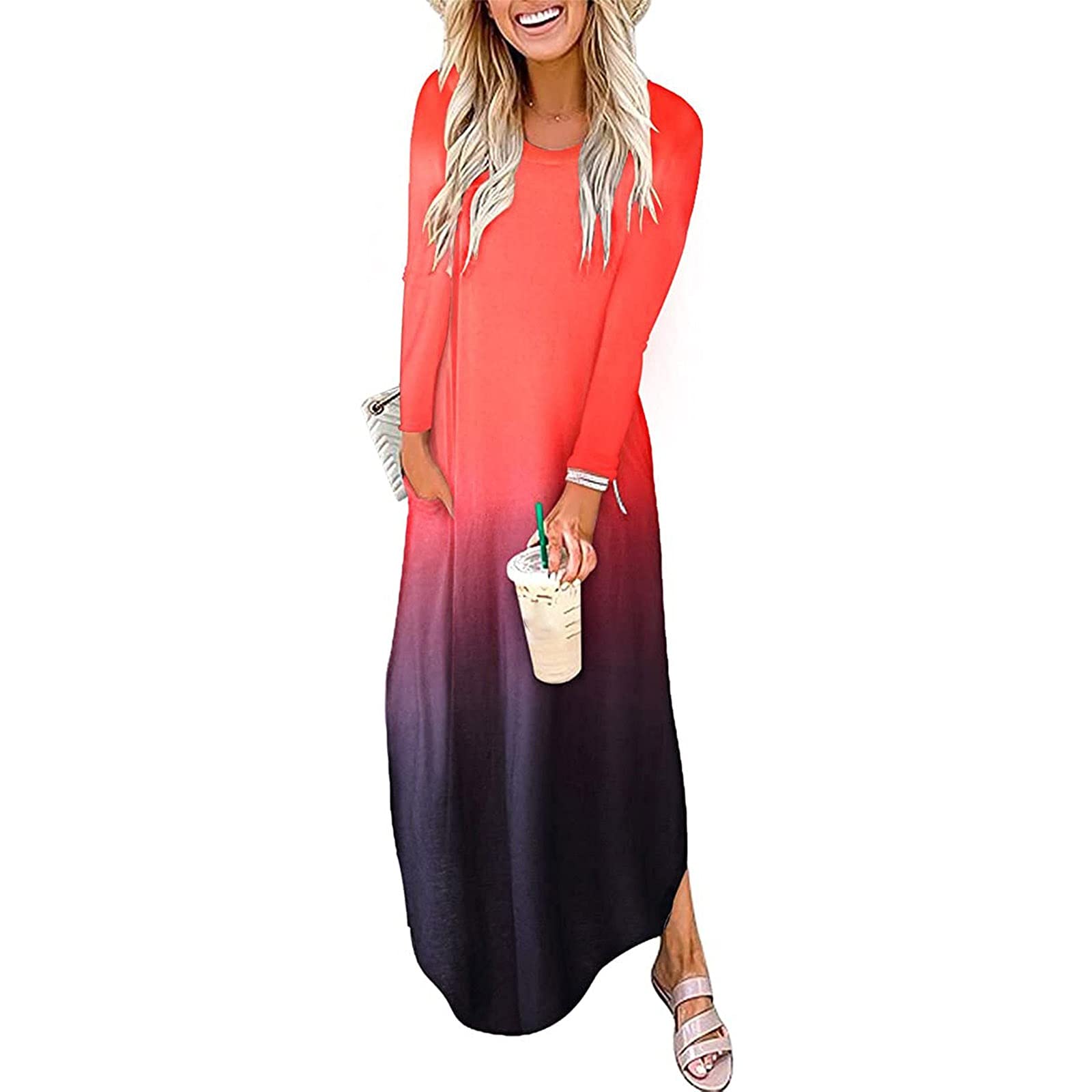 Women's Summer Maxi Dresses with Pockets - Casual Sleeveless Loose Long Dress with Side Slit | Perfect for Beach Vacations, Outdoor Parties & Everyday Comfort