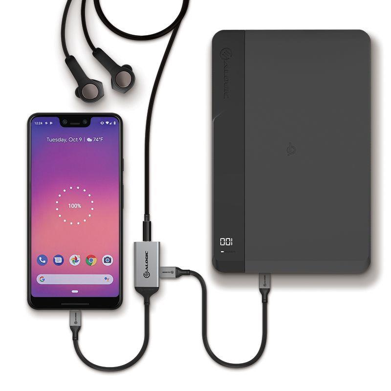 ALOGIC 10cm USB C to 3.5mm Audio & USB C Charging Combo Adapter - Dual Port Headphone Jack & Fast Charging Dongle for iPhone 15, MacBook, iPad Pro - Perfect for Travel, Office & Gaming