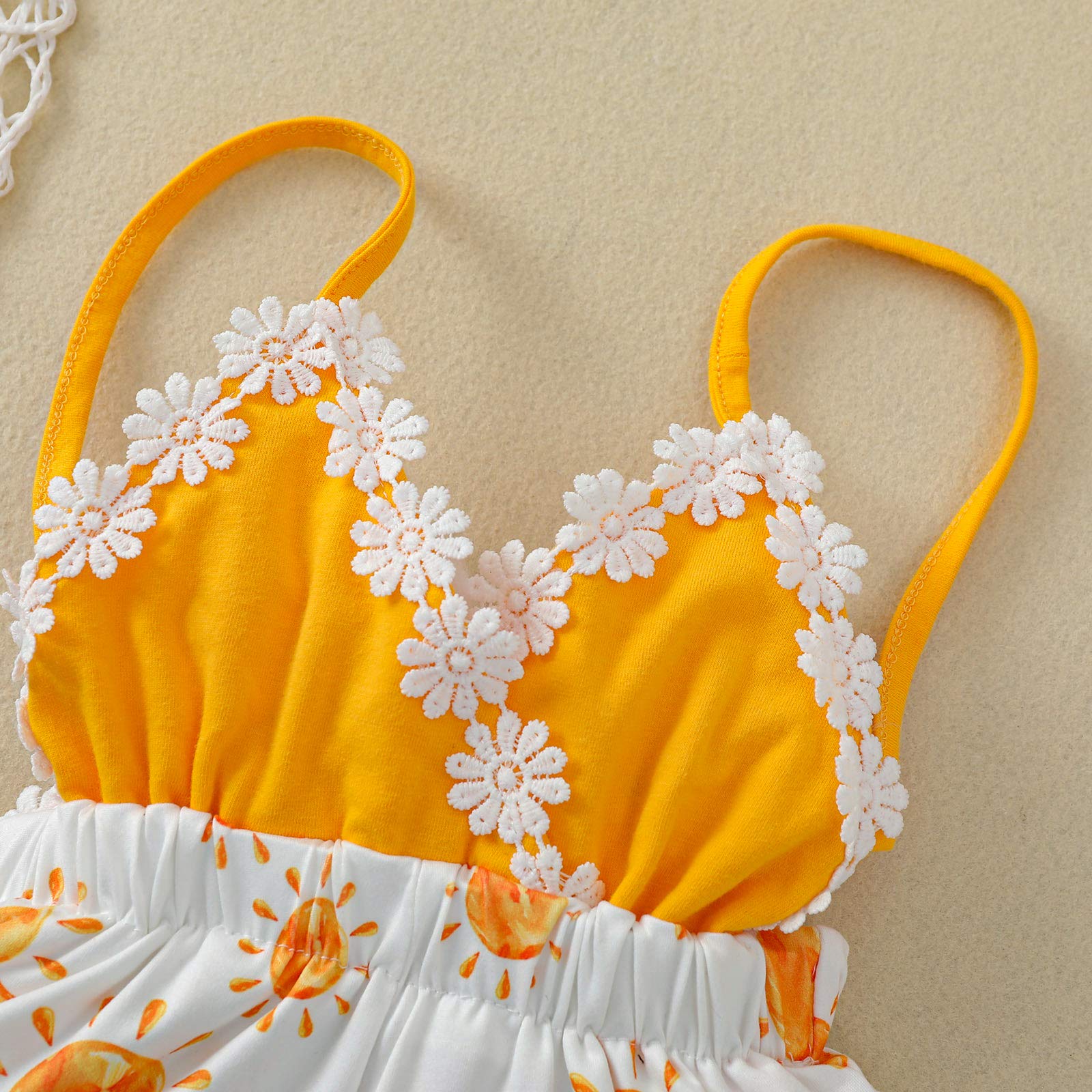 Newborn Baby Toddler Girls Sunflower Romper - Backless Strap Bodysuit Jumpsuit Outfit for Summer | Cute Sunflower-Themed Baby Clothes for Photoshoots, Beach Outings & Playdates