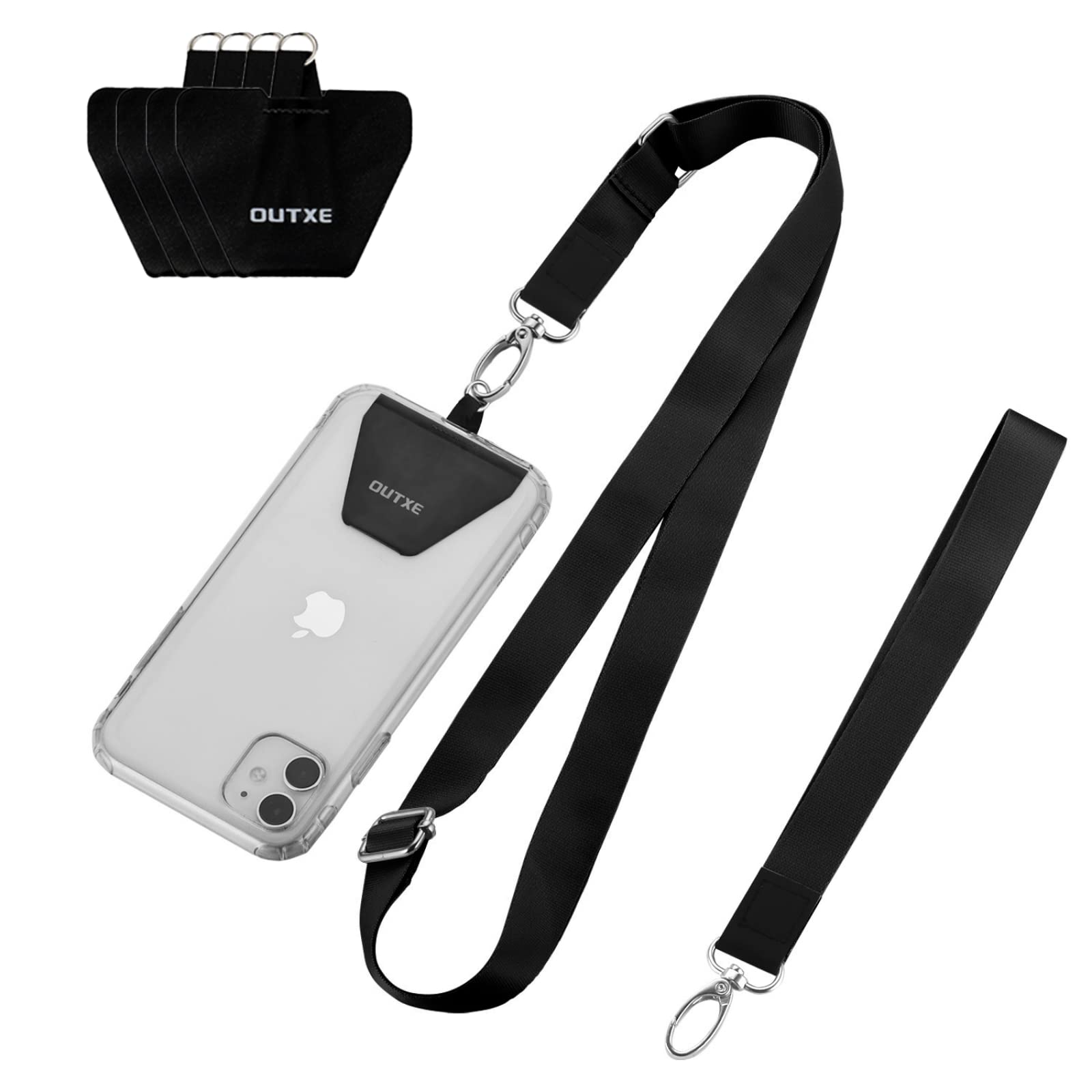 OUTXE Adjustable Phone Lanyard with 4× Pads, Neck & Wrist Strap - Universal Smartphone Holder for iPhone, Samsung, Pixel | Perfect for Running, Hiking, Travel & Work