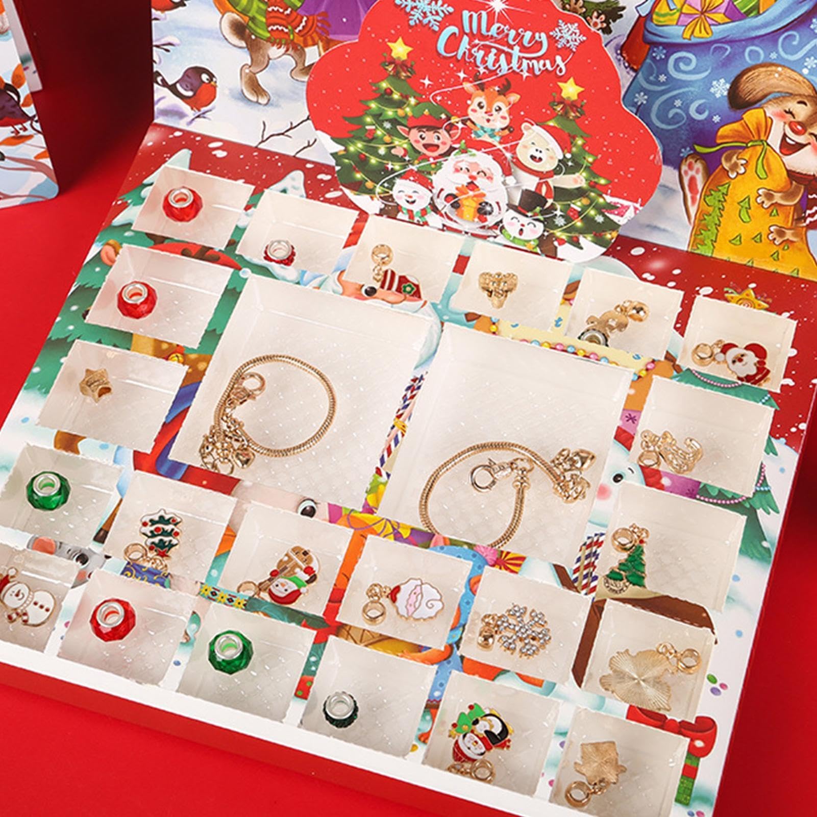 Christmas Advent Calendar for Kids - 24 Days Countdown with Bracelet Making Kit, DIY Jewelry Craft Set for Teens, Girls & Women | Perfect for Holiday Gifts, Classroom Activities & Family Christmas Traditions