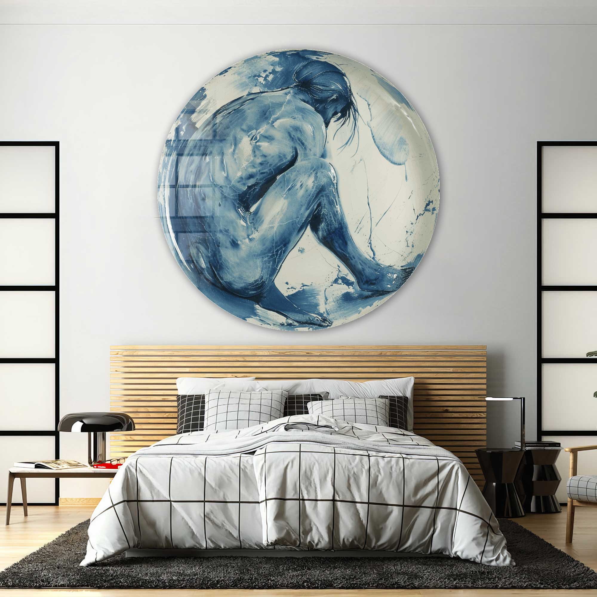 Fluid Form Rounded Glass Wall Art - Modern Abstract Home Decor for Living Room, Bedroom & Office
