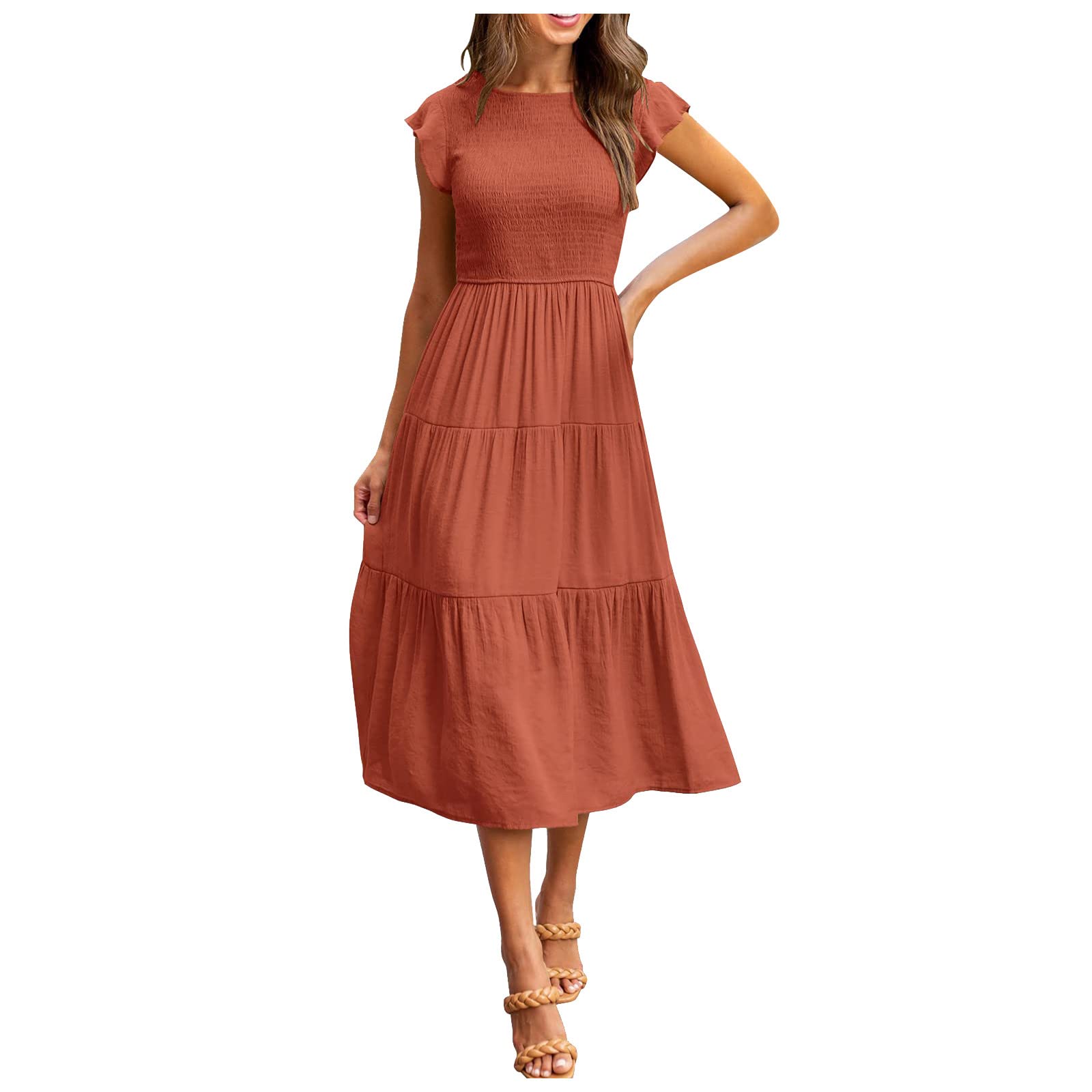 Boho Butterfly Sleeve A-Line Midi Dress for Women - Casual Summer Flowy Long Dress with Loose Sleeves | Perfect for Beach Vacations, Music Festivals & Boho Chic Outfits