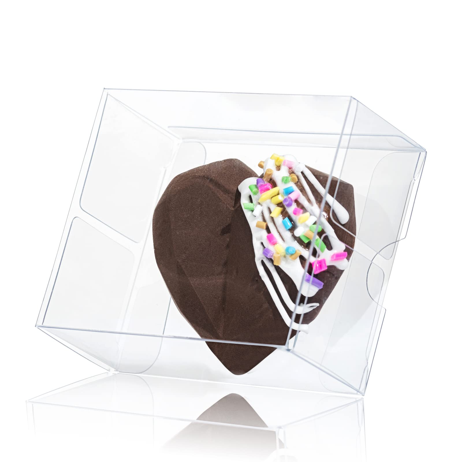 35PCS Mini Clear Heart-Shaped Hot Chocolate Bomb Boxes - 2.7 x 2.5 x 1.26 Inch Empty Treat Containers for Wedding Favors, Valentine's Day Party, Bridal Shower & DIY Chocolate Gifts - Perfect for Holiday Baking, Candy Packaging and Romantic Gift Giving