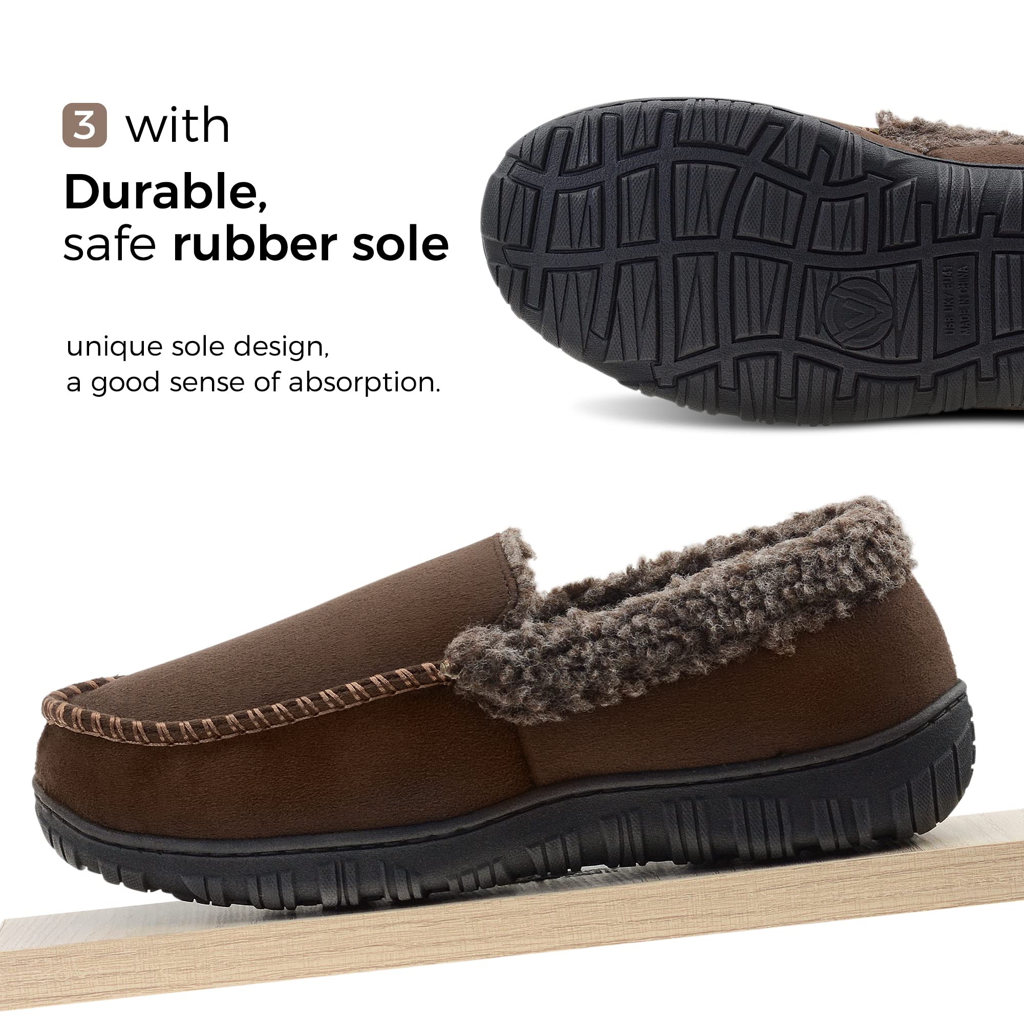 Men's Memory Foam Moccasin Slippers - Ultra Comfortable Indoor/Outdoor House Shoes for Winter Warmth - Perfect for Lounging at Home, Quick Errands & Cozy Evenings