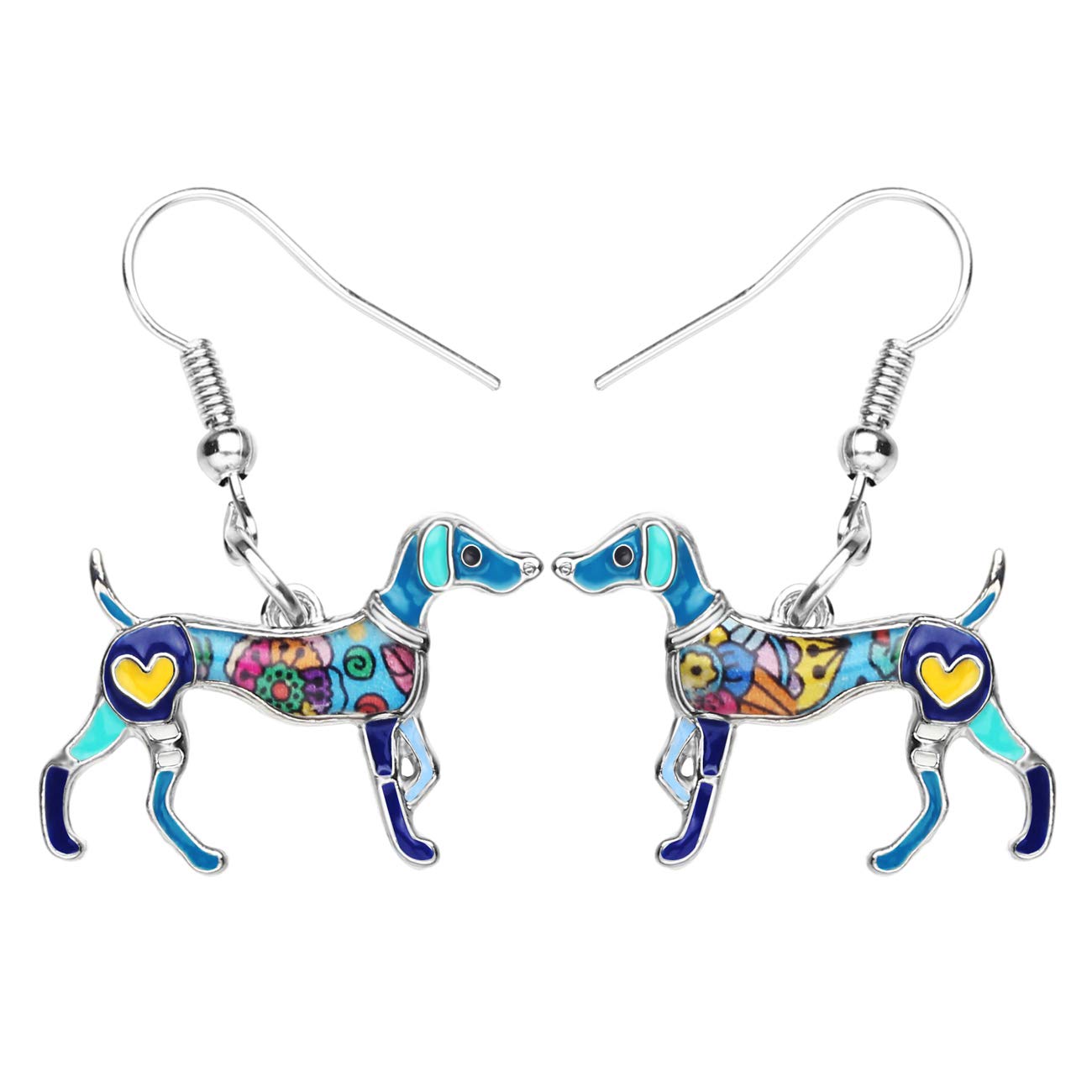 BONSNY Colorful Whippet Dog Enamel Alloy Earrings for Women - Fun Pet Lover Jewelry, Novelty Animal Charm Earrings - Perfect for Casual Wear, Gifts & Dog-Themed Parties