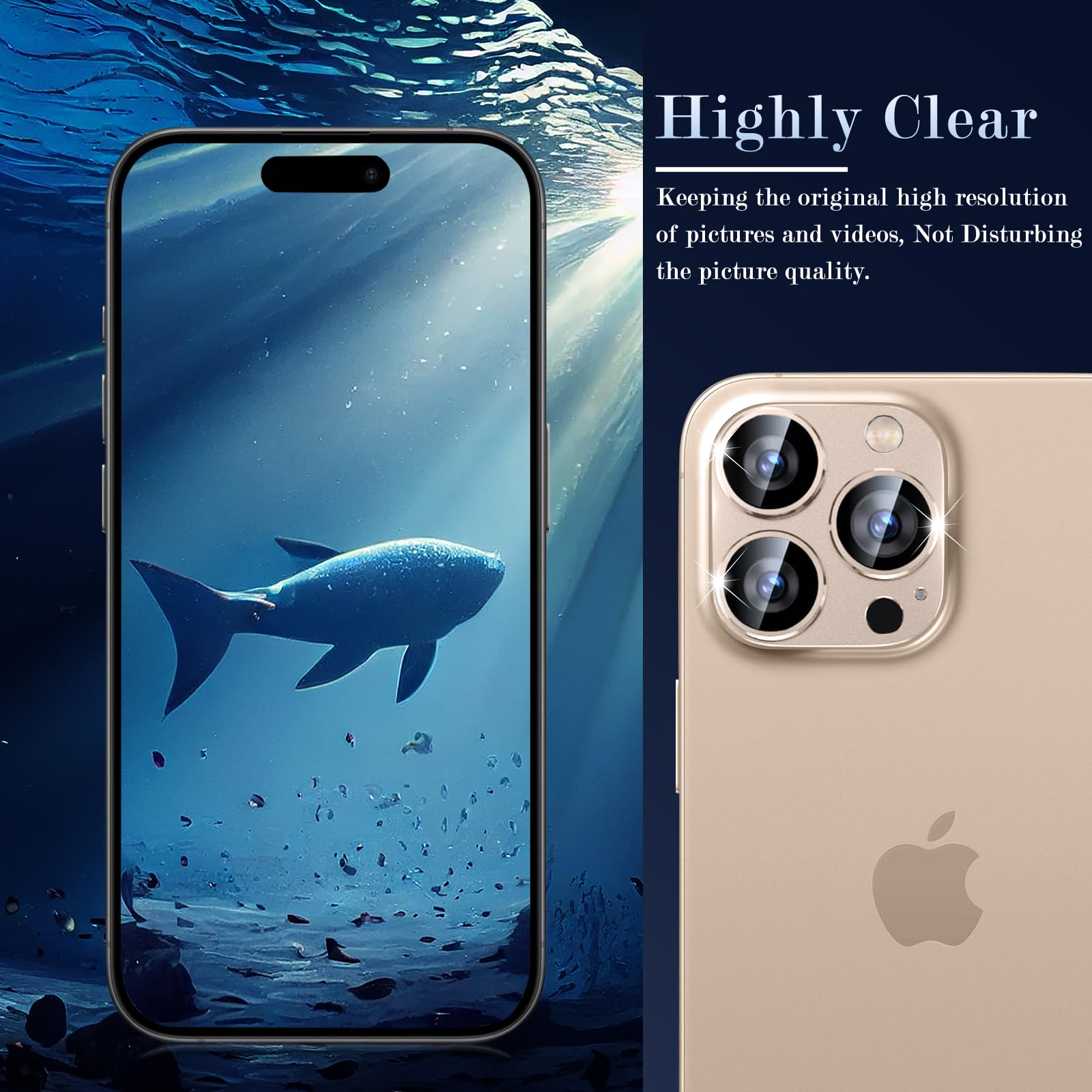 MiRowy iPhone 16 Pro/Pro Max Rear Camera Lens Protector - Tempered Glass with Aluminum Alloy Frame, Titanium Sand Color - Perfect for Outdoor Adventures & Travel Photography