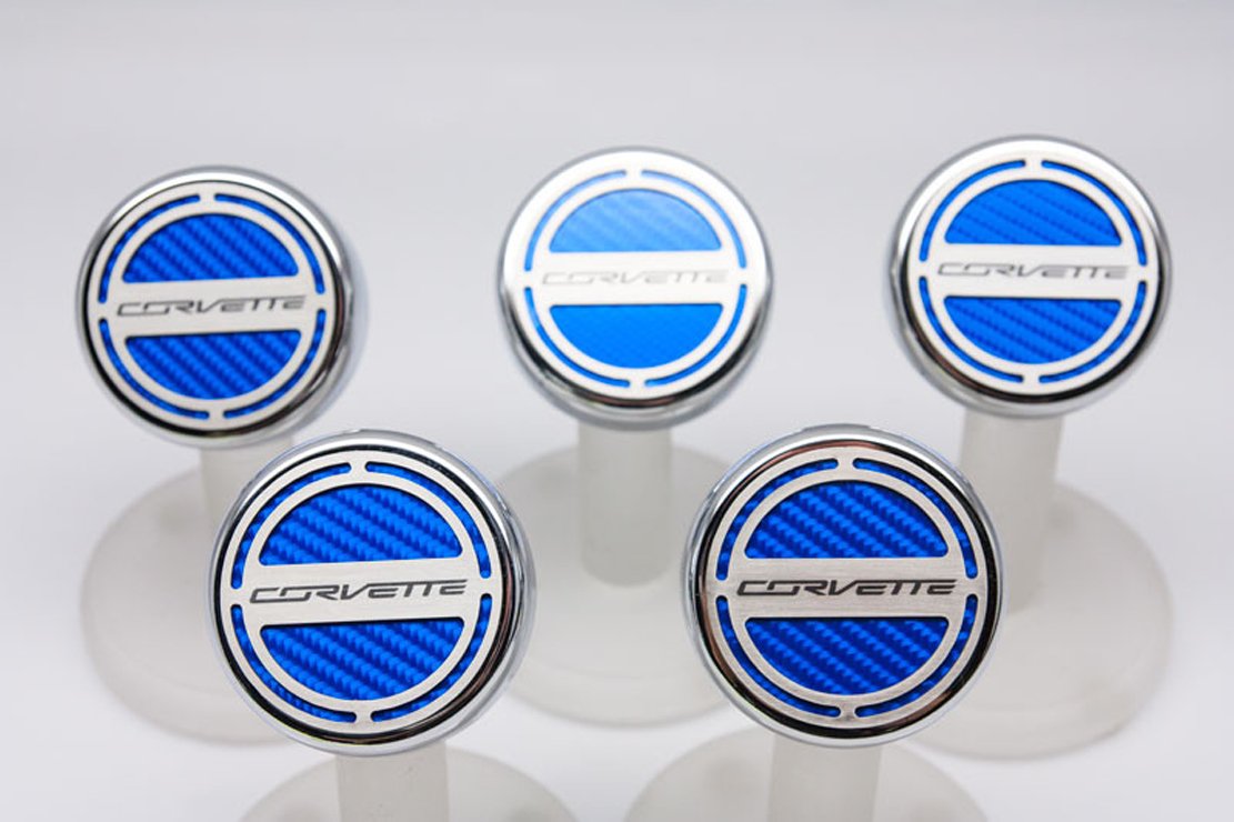 Black Carbon Fiber Fluid Cap Cover Set for Corvette - 5-Piece Car Accessories for Engine Protection