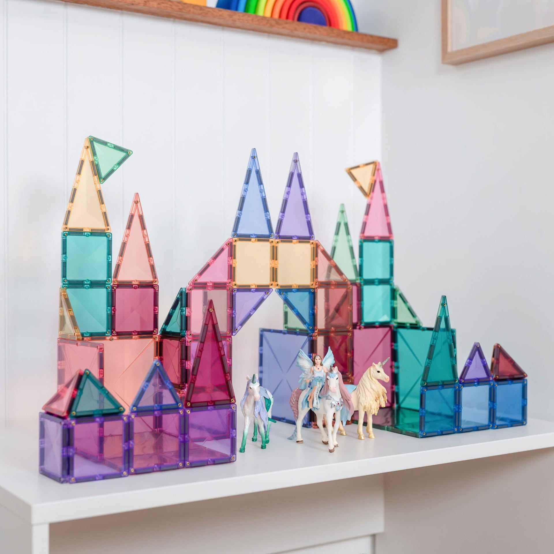 Connetix Magnetic Tiles Pastel 64 Piece Starter Pack - STEM Educational Building Toys for Kids, Creative Construction Playset for Preschool Learning & Home Playroom Activities