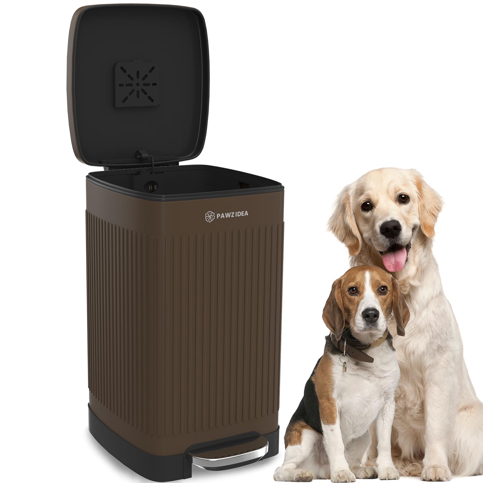 PAWZIDEA 5.3 Gallon Odor-Proof Dog Waste Station with Lid - Activated Carbon Outdoor Pet Poop Trash Can, Waterproof Dog Poop Disposal Bin for Backyard, Garden & Patio - Ideal for Pet Waste Management & Odor Control