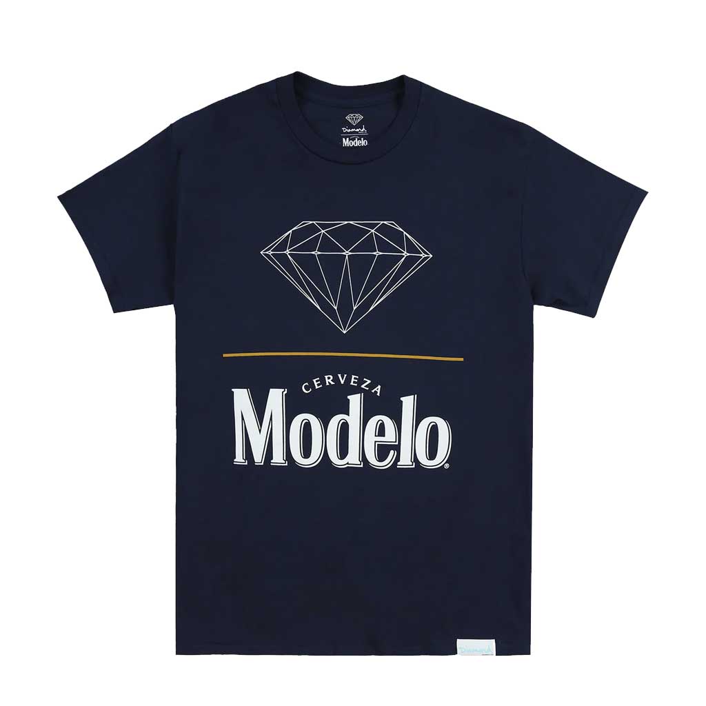 Diamond x Modelo Brilliant Tee - Navy Blue Graphic T-Shirt for Men | Stylish Casual Wear for Street Fashion & Everyday Outfits