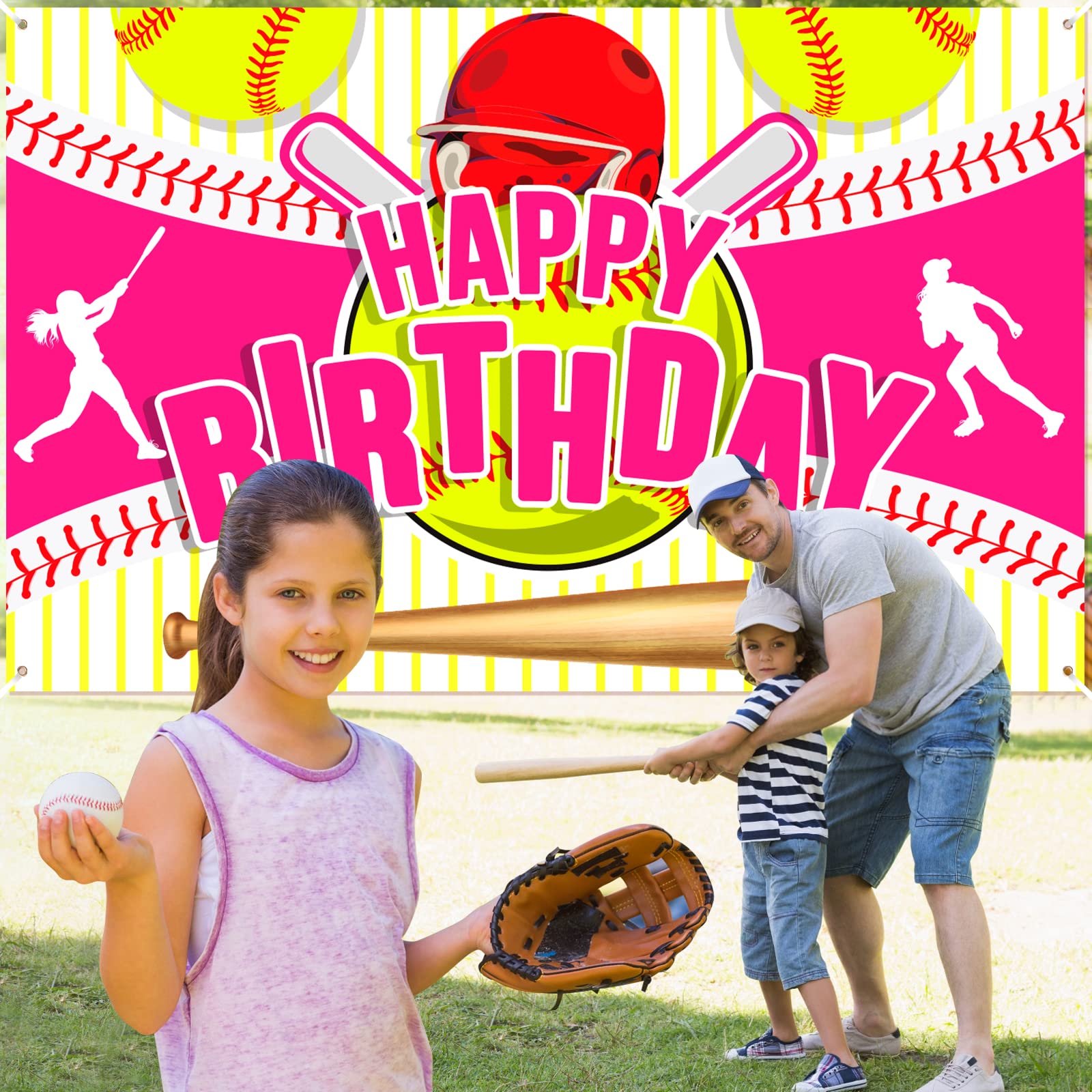 Softball Birthday Party Decorations - Large Sports Themed Backdrop Banner for Girls, Kids & Teens - Perfect for Christmas, Holiday Celebrations & Photo Backgrounds | Ideal for Birthday Parties, Team Events & Sports Themed Gatherings