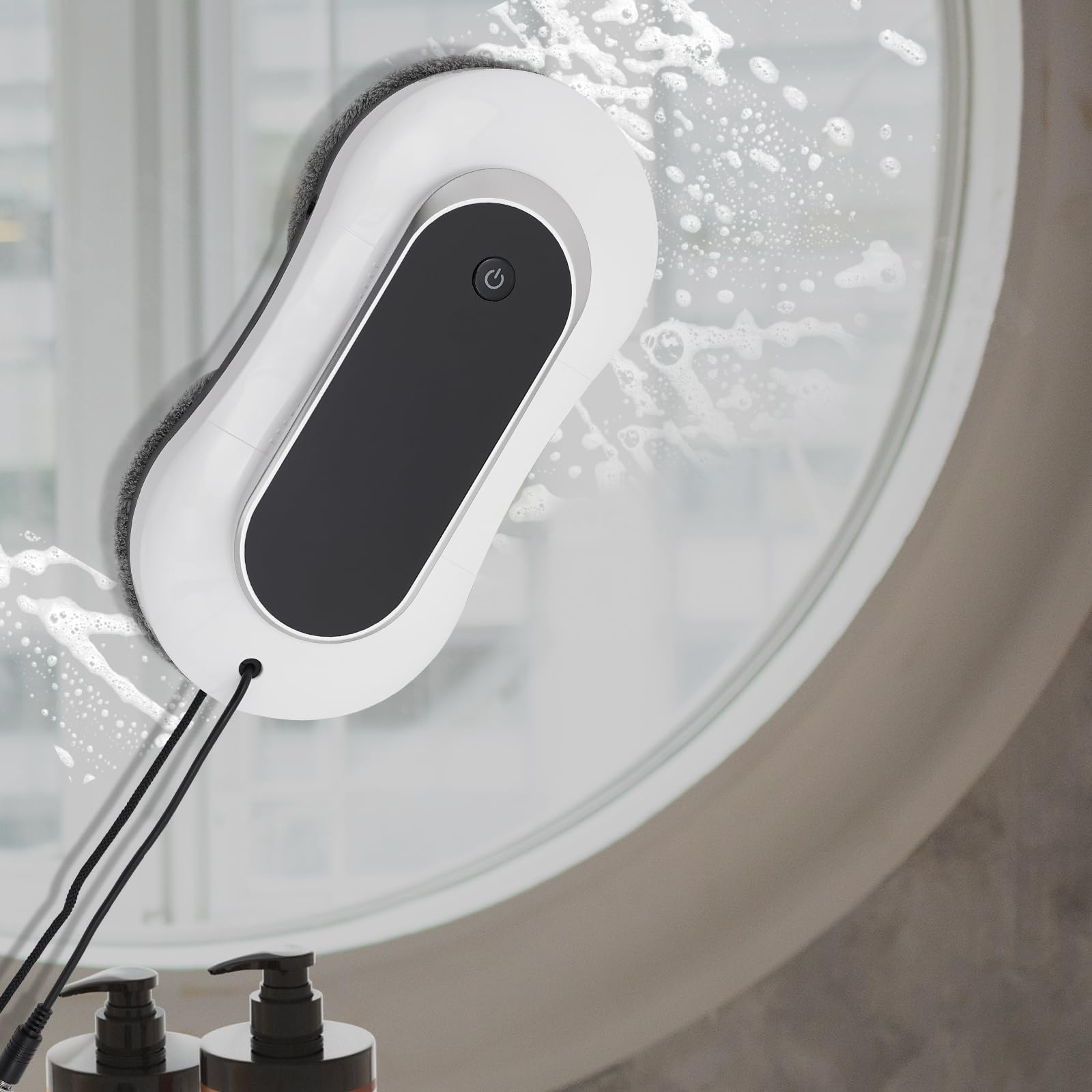 Automatic Window Cleaning Robot with Dual Water Spray & 3200Pa Suction - 70ml Water Tank, White | Smart Glass Cleaner for Home, Office & High-Rise Buildings