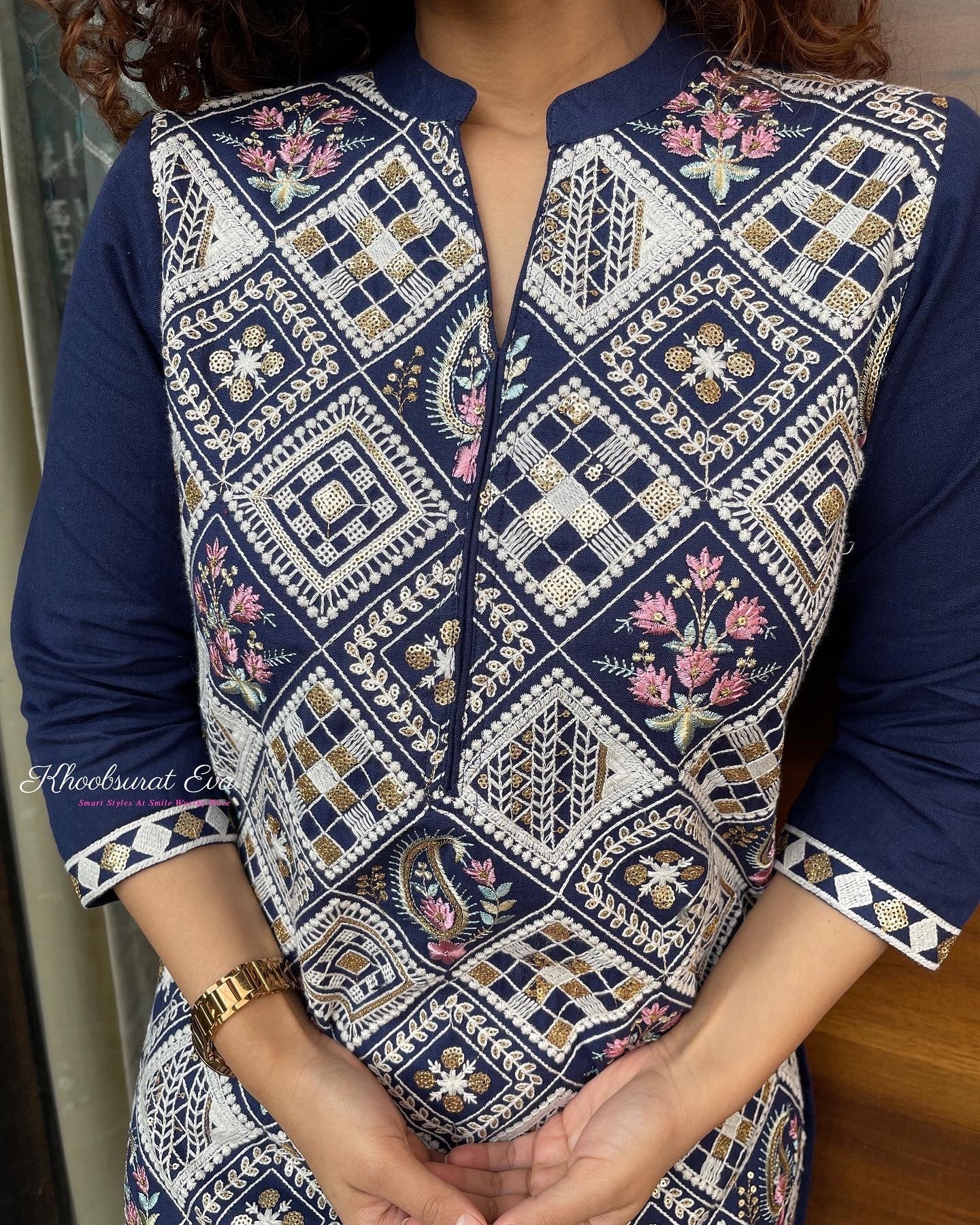 Blue Embroidered Festival Suit Set for Women - Traditional Ethnic Outfit for Parties & Celebrations - Perfect for Diwali, Weddings & Cultural Events