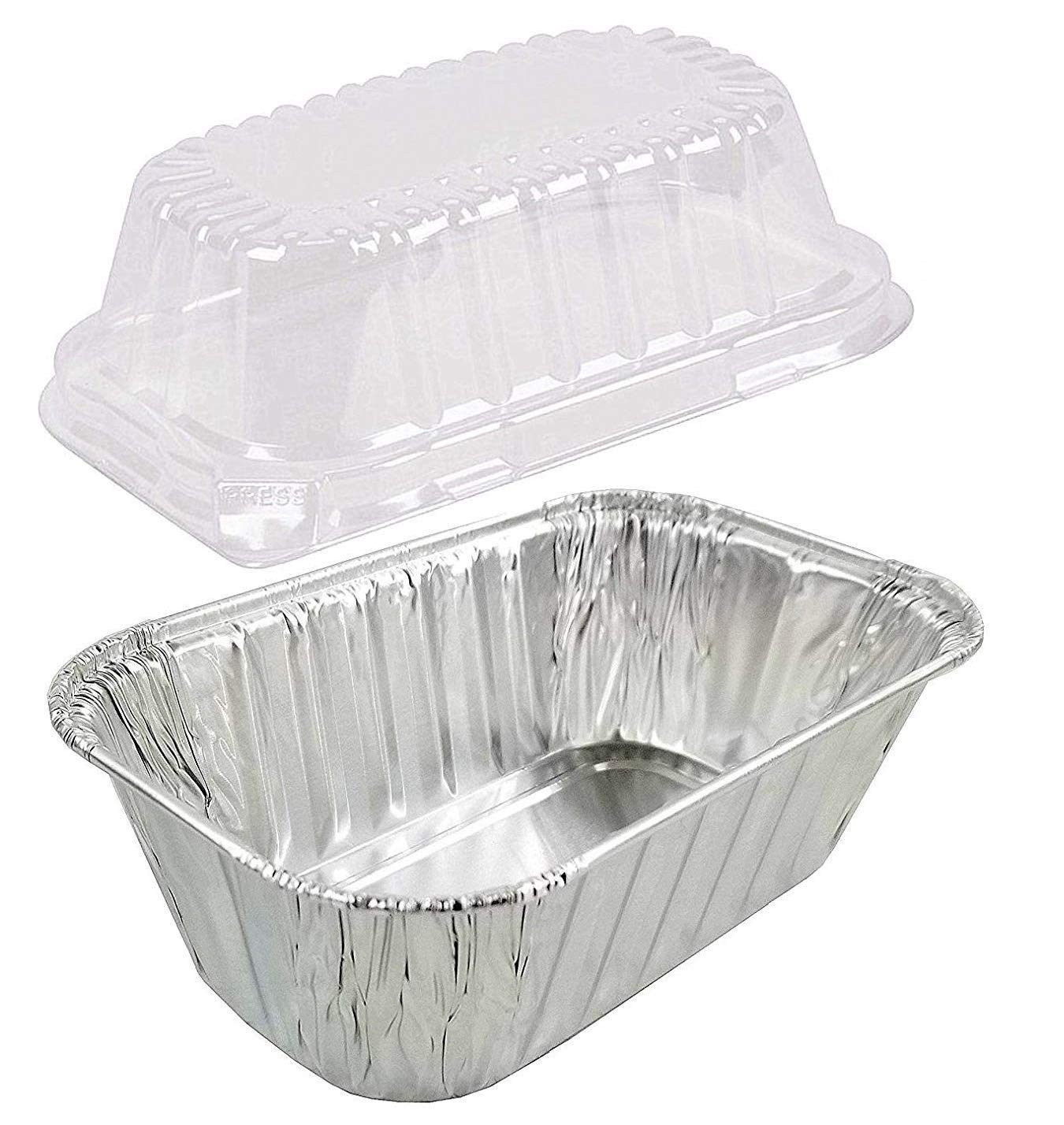 PACTOGO 1 lb. Aluminum Foil Mini Loaf Pans with Clear Dome Lids - 50 Pack for Baking Bread, Cakes & Desserts - Perfect for Home Baking, Meal Prep & Party Catering