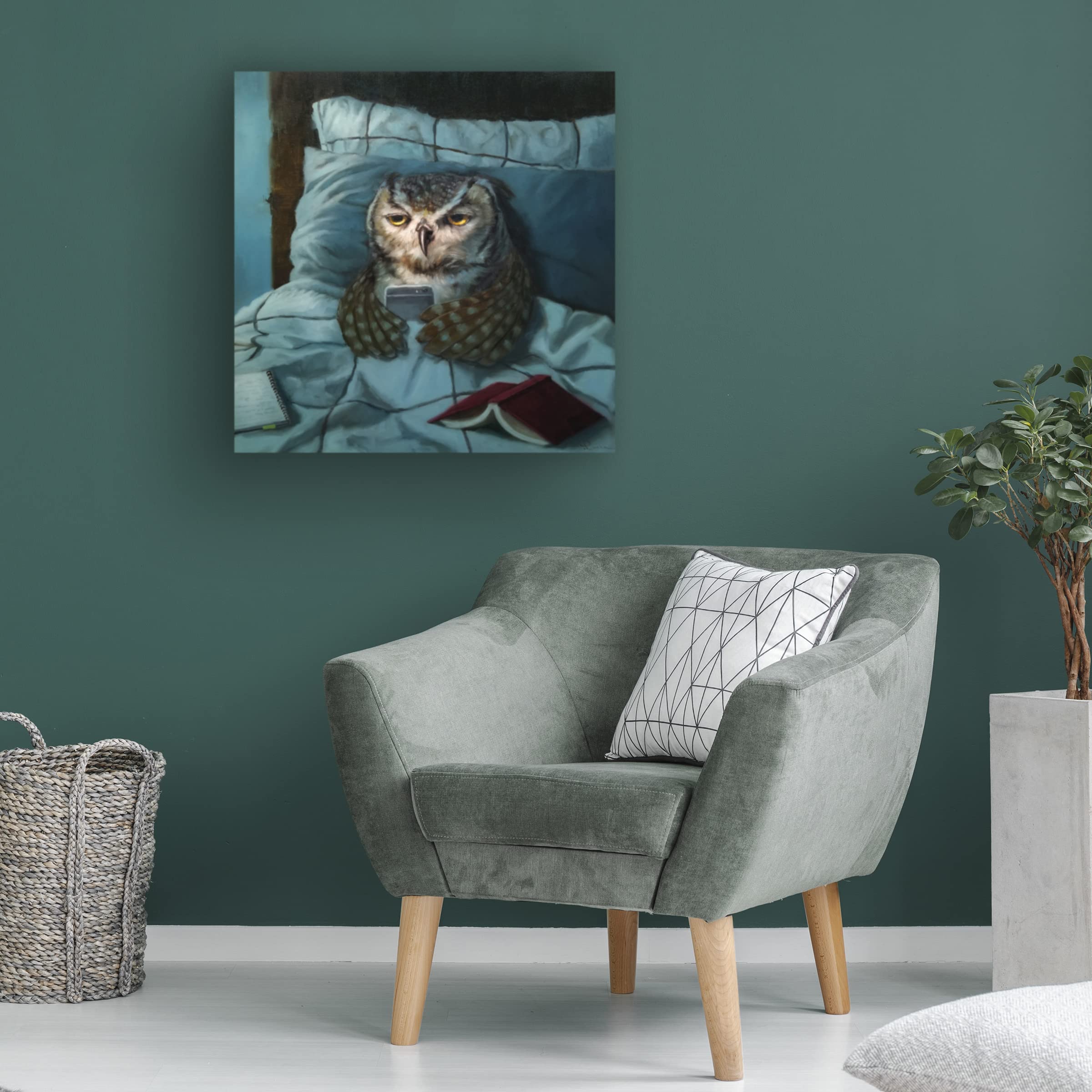 Trademark Fine Art 'Night Owl' Canvas Art by Lucia Heffernan - Whimsical Animal Painting for Home Decor, Office & Nursery Wall Art - Perfect Gift for Art Lovers & Owl Enthusiasts