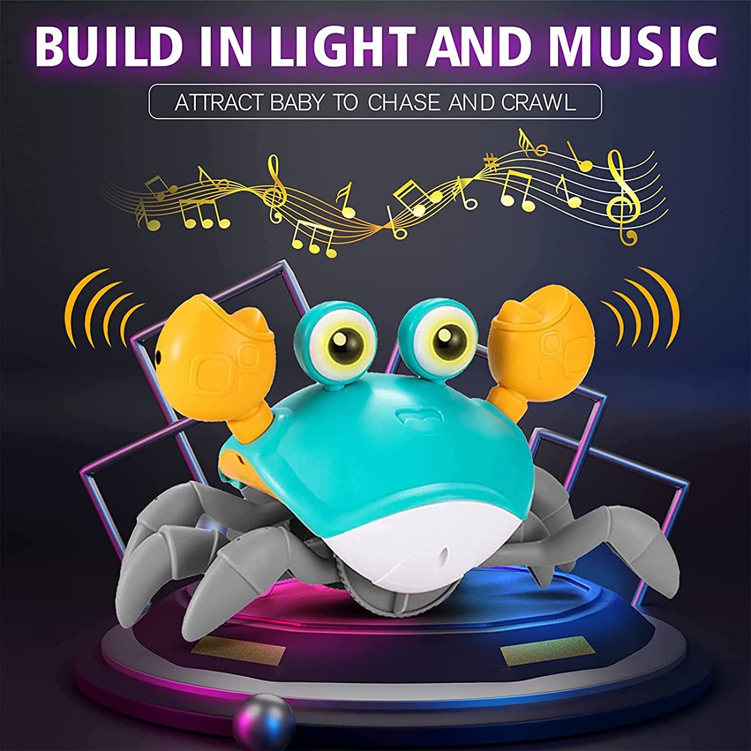 Interactive Crab Pet Toy with Obstacle Avoidance Sensor - Dancing, Music & LED Lights for Dogs & Cats - Fun Crawling & Escaping Game for Puppies, Small & Medium Pets - Perfect for Playtime, Training & Entertainment Gifts