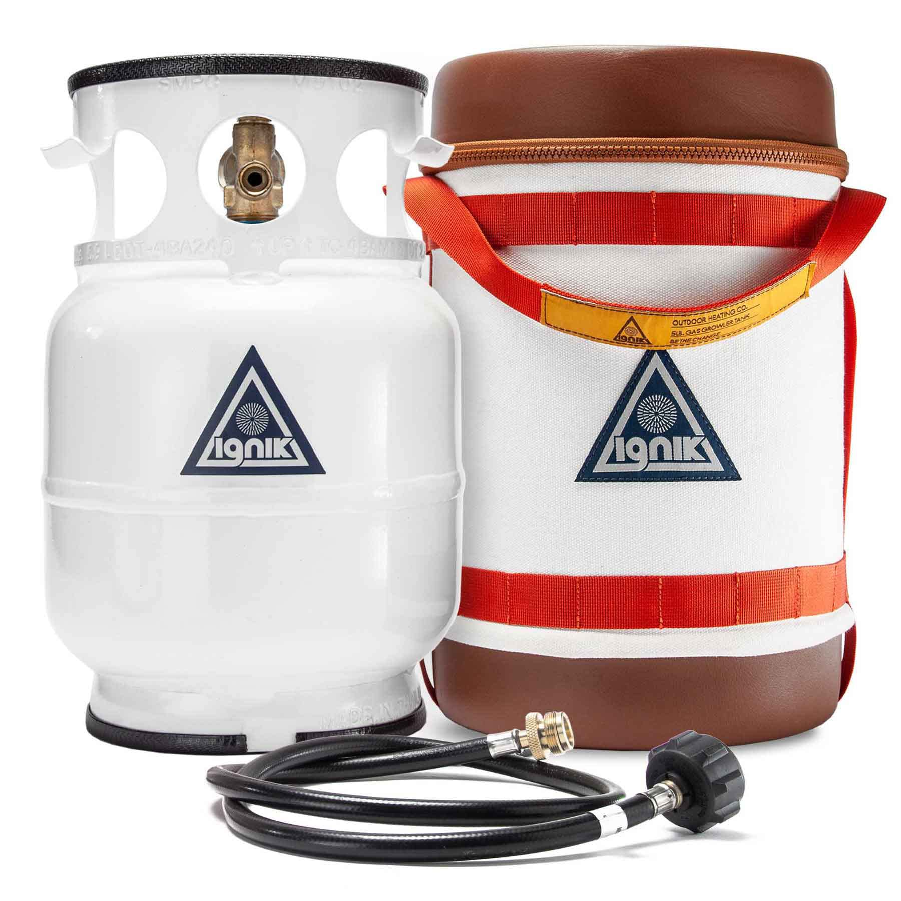 Ignik Refillable 5-Pound Propane Gas Growler Tank with Carry Case & Adapter Hose - Portable Fuel Solution for Camping, Grilling, and Outdoor Adventures