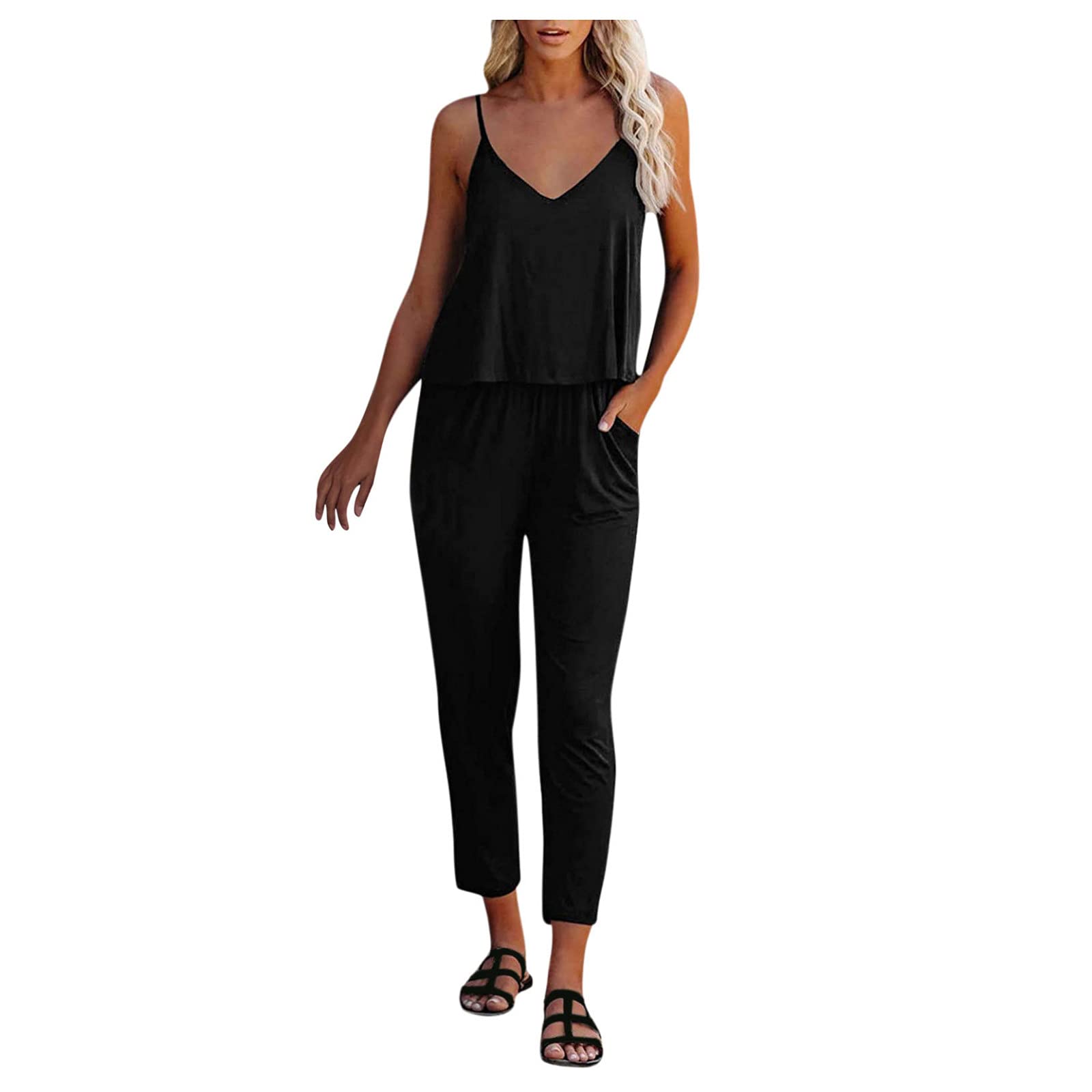 Gibobby Women's Deep V Neck Short Sleeve Wrap Jumpsuit - Casual Dressy Romper with Drawstring Waist - Perfect for Summer Outings, Beach Vacations & Date Nights