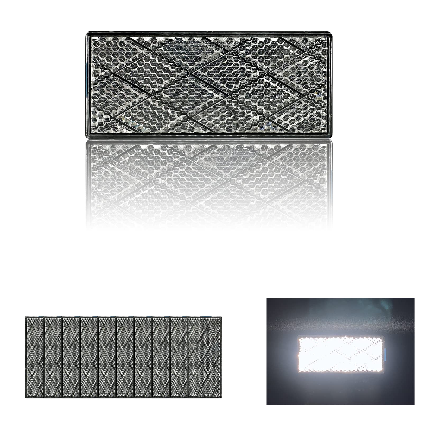 80X35mm Self-Adhesive Reflective Safety Stickers - Waterproof Rectangle Reflectors for Driveway, Mailbox, Trailer & Road Safety (Pack of XX) - Perfect for Night Visibility on Bikes, Signs & Hazard Zones