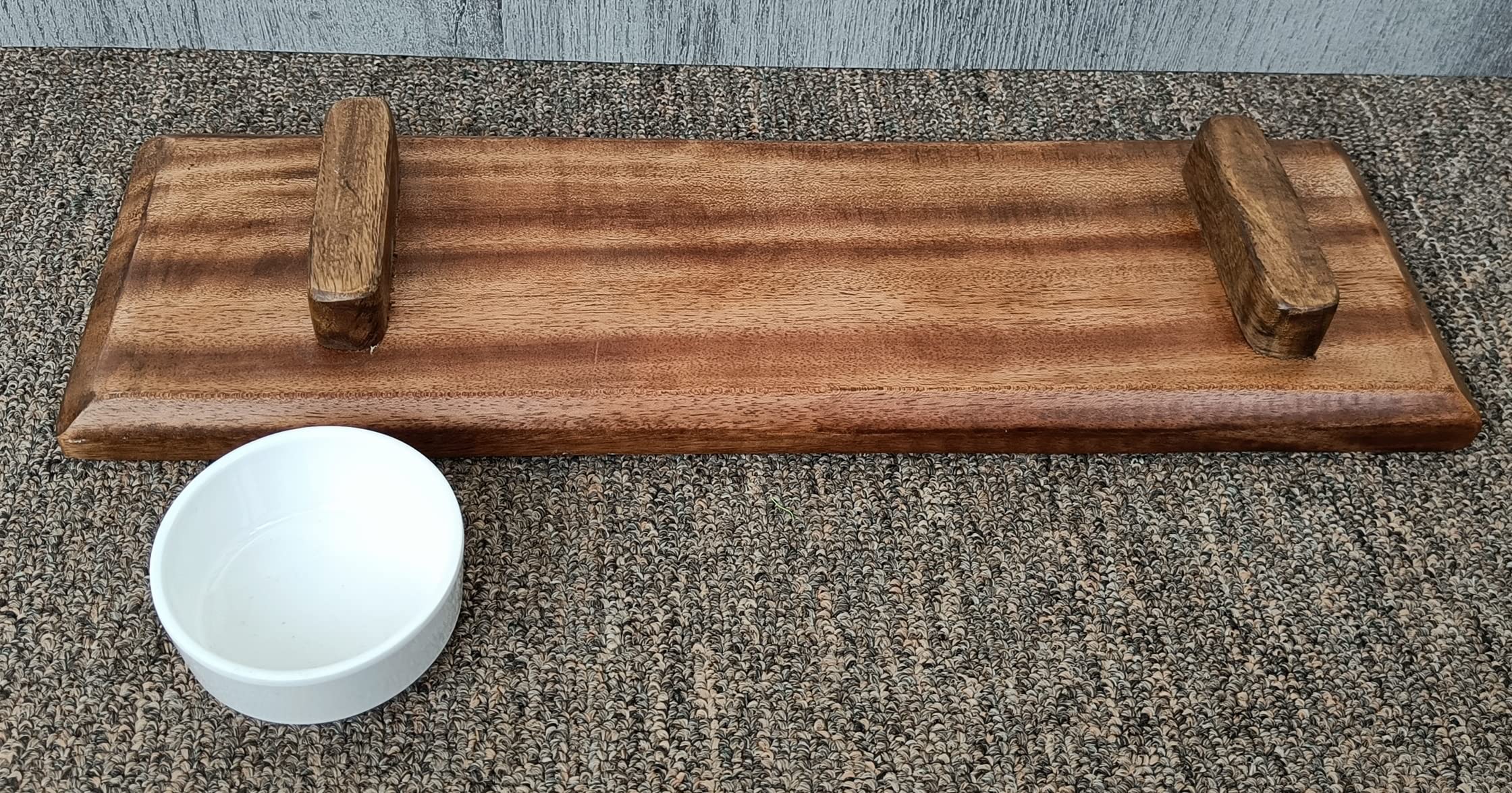 Acacia Wood Serving Tray with Shell Base - for Fruits, Snacks & Salads at Home