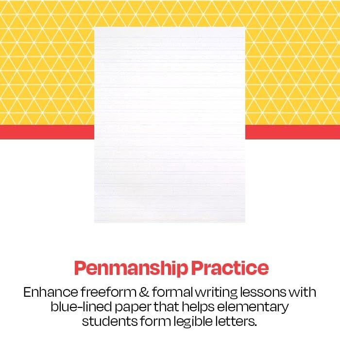 School Smart Primary Chart Paper - Skip-A-Line Ruled, 24 x 32 Inches, White, 500 Sheets - Perfect for Classroom Writing Practice, Bulletin Boards & Homeschooling Activities