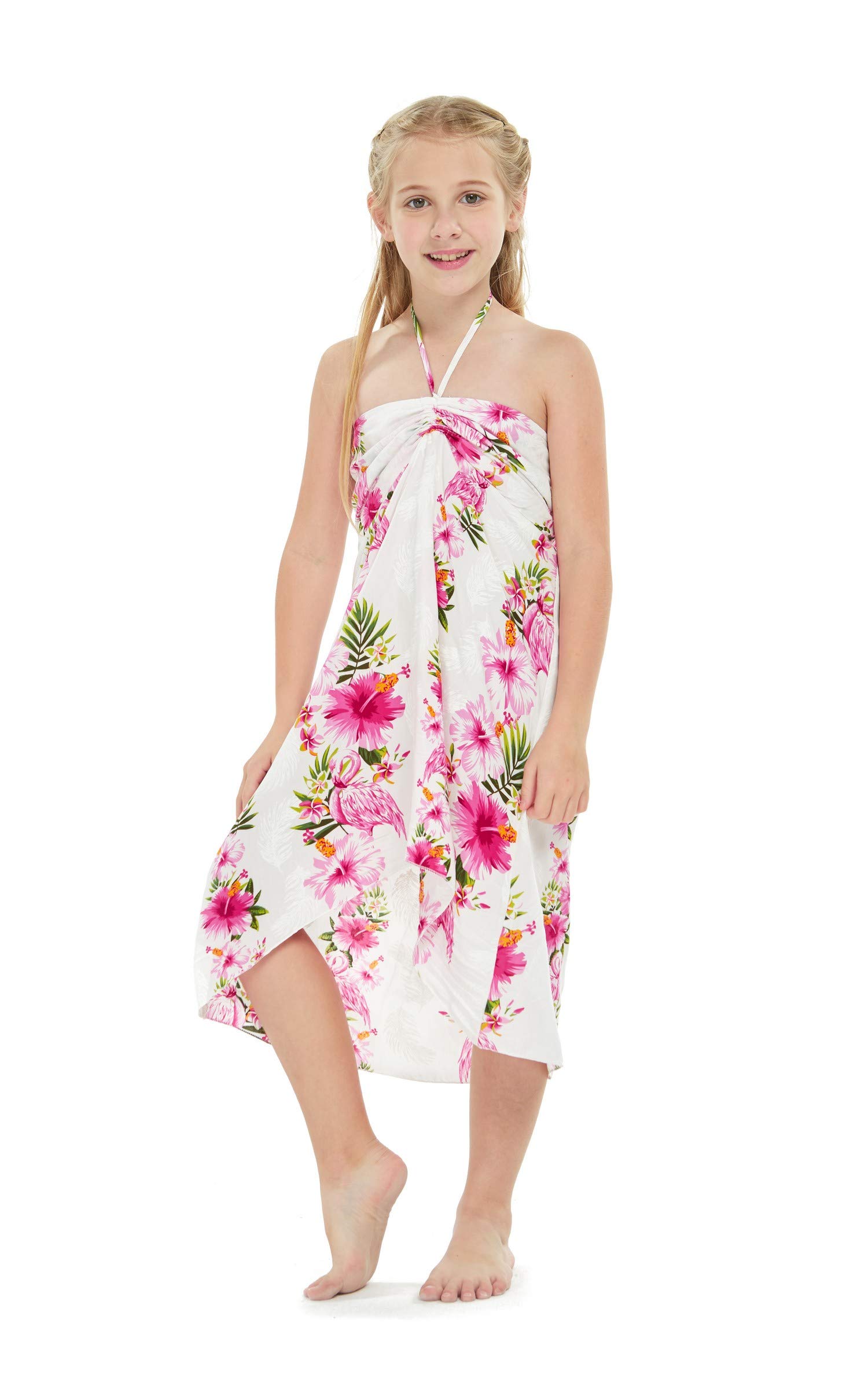 Hawaiian Luau Matching Mother Daughter Shirt Dress - Pink Hibiscus Vine Print Tropical Outfit for Family Vacation, Beach Party & Summer Photoshoot