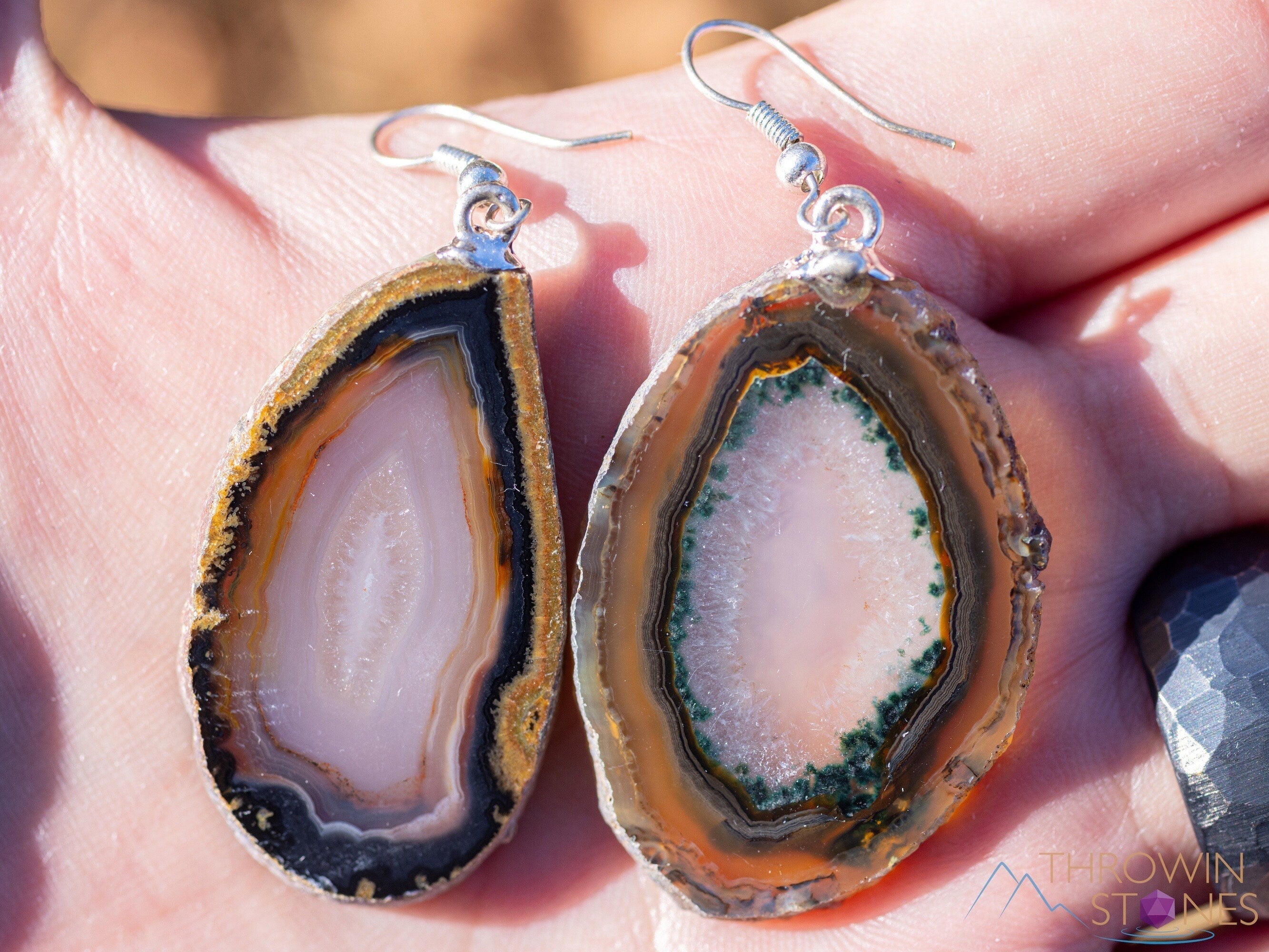 Natural Agate Slice Dangle Earrings - Handmade Crystal Drop Earrings for Women, Boho Chic Jewelry Gift (E2157) | Perfect for Weddings, Parties & Everyday Wear