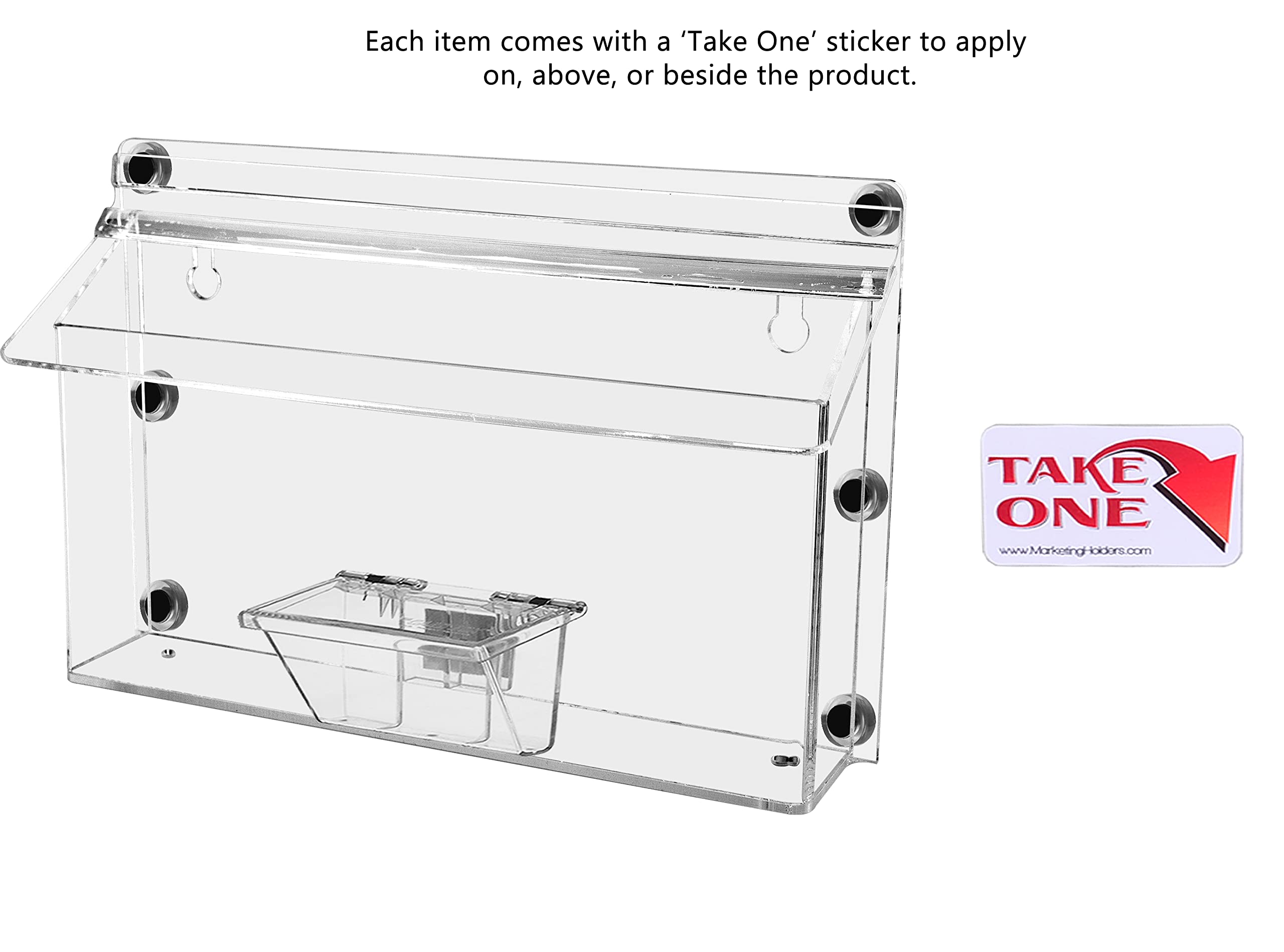6 Pack Clear Acrylic Brochure Holders with Metal Mount & Lid - Outdoor Waterproof Flyer Display Box for 11x4