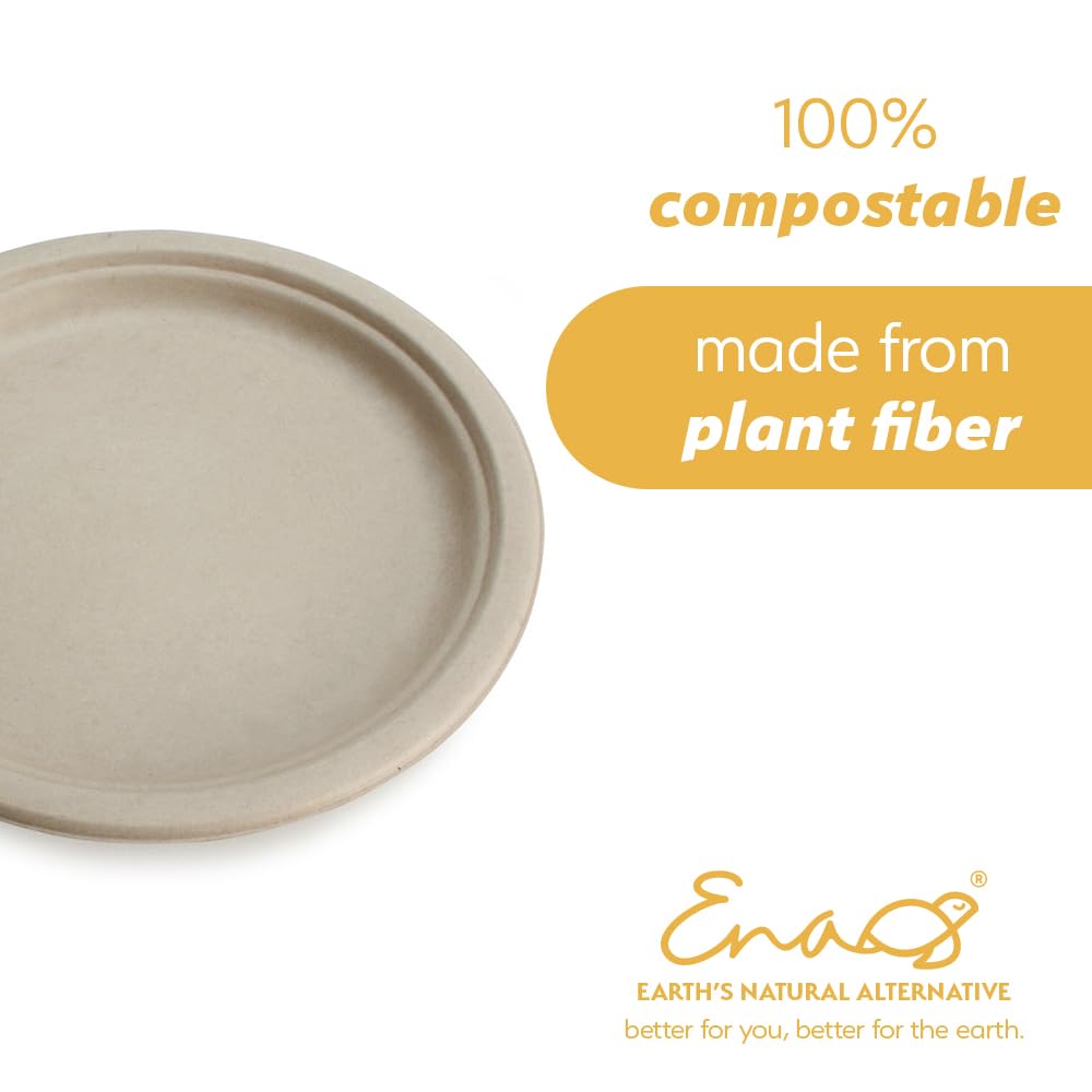 Eco-Friendly 100% Compostable Bamboo Paper Plates 7 Inch (240 Pack) - Biodegradable & Sturdy Small Dessert Plates for Parties, Picnics, BBQs & Events - Heavy-Duty Unbleached Disposable Plates by Earth's Natural Alternative