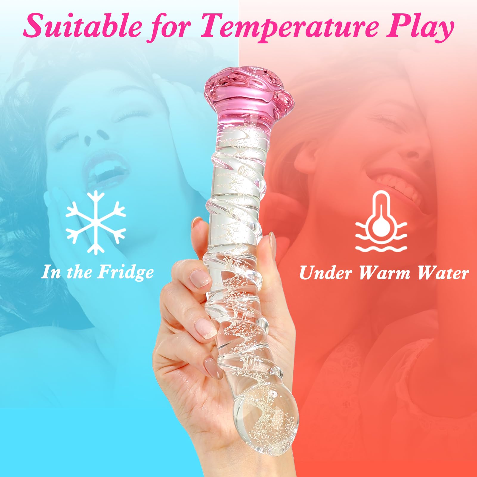 8 Inch Glow in The Dark Glass Dildo - Curved Ribbed Design for Enhanced Pleasure, Safe Borosilicate Glass Sex Toy for Men & Women | Perfect for Solo Play, Couples Exploration & Sensual Massage