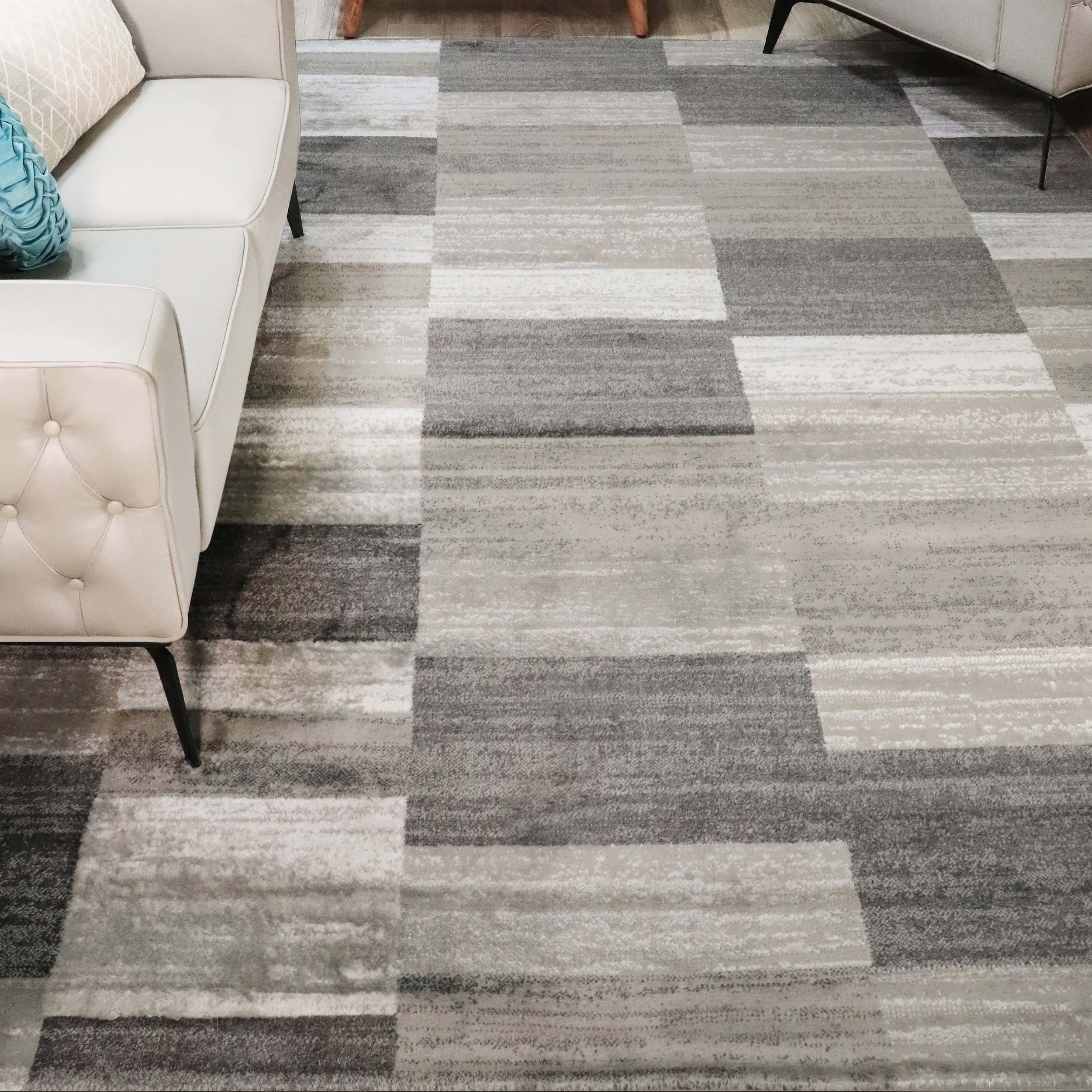 Blairwood Modern Geometric Patchwork Indoor Area Rug - Non-Slip Soft Living Room Carpet, Bedroom Runner Rug for Home Decor