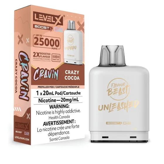 Crazy Cocoa Flavor Beast Unleashed Level X Boost G2 - Premium Vape Juice for Enhanced Flavor & Performance | Perfect for Cloud Chasing & All-Day Vaping