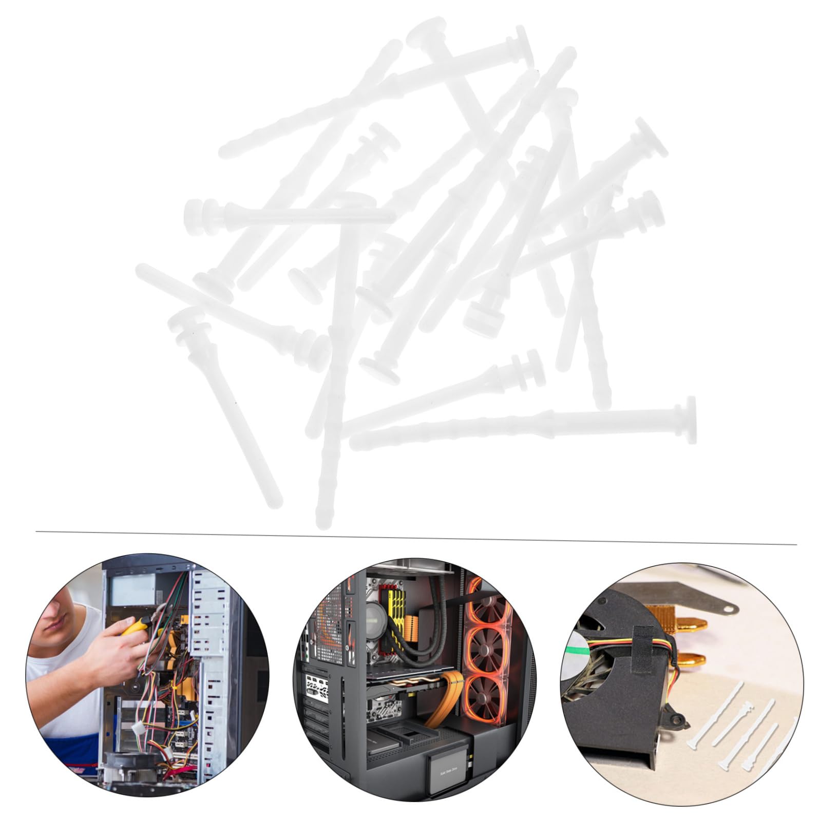 Hohopeti 20pcs Computer Case Fan Screws Kit - Anti-Vibration Noise Reduction Glue Nails & Mounting Screws for PC Case Fans Replacement | Perfect for Gaming PC, Workstation & Server Builds