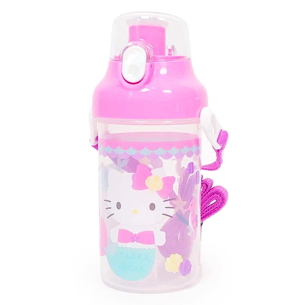 Kity Friends Cute Mermaid Water Bottle 480ml - Leakproof Kids Drinking Bottle with Adjustable Strap - Perfect for School, Travel & Outdoor Activities