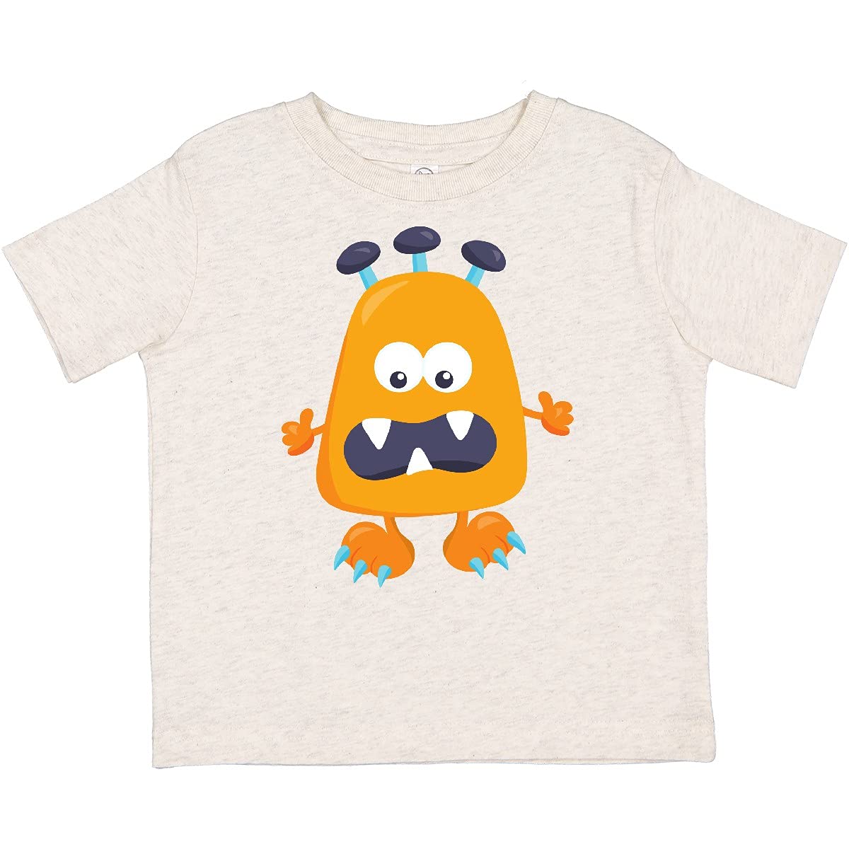 Inktastic Cute Monster Orange Horns Funny Monster Toddler T-Shirt - Soft Cotton Tee for Kids, Playdates & Halloween Costumes