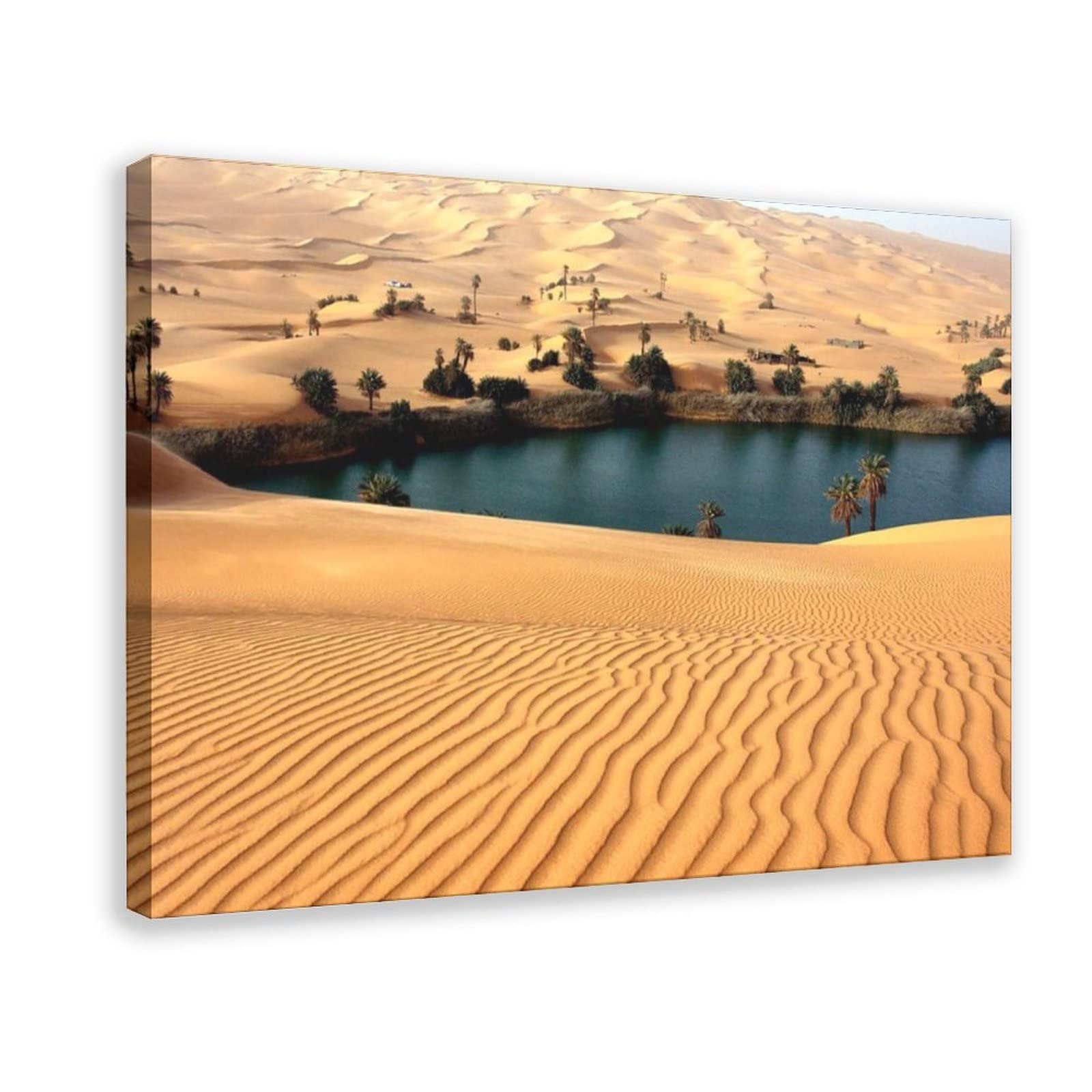 Desert Oasis Canvas Wall Art - Sahara Desert Landscape Photography Print - Natural Scenery Poster for Living Room & Bedroom Decor - Perfect for Home, Office & Cafe Wall Aesthetics