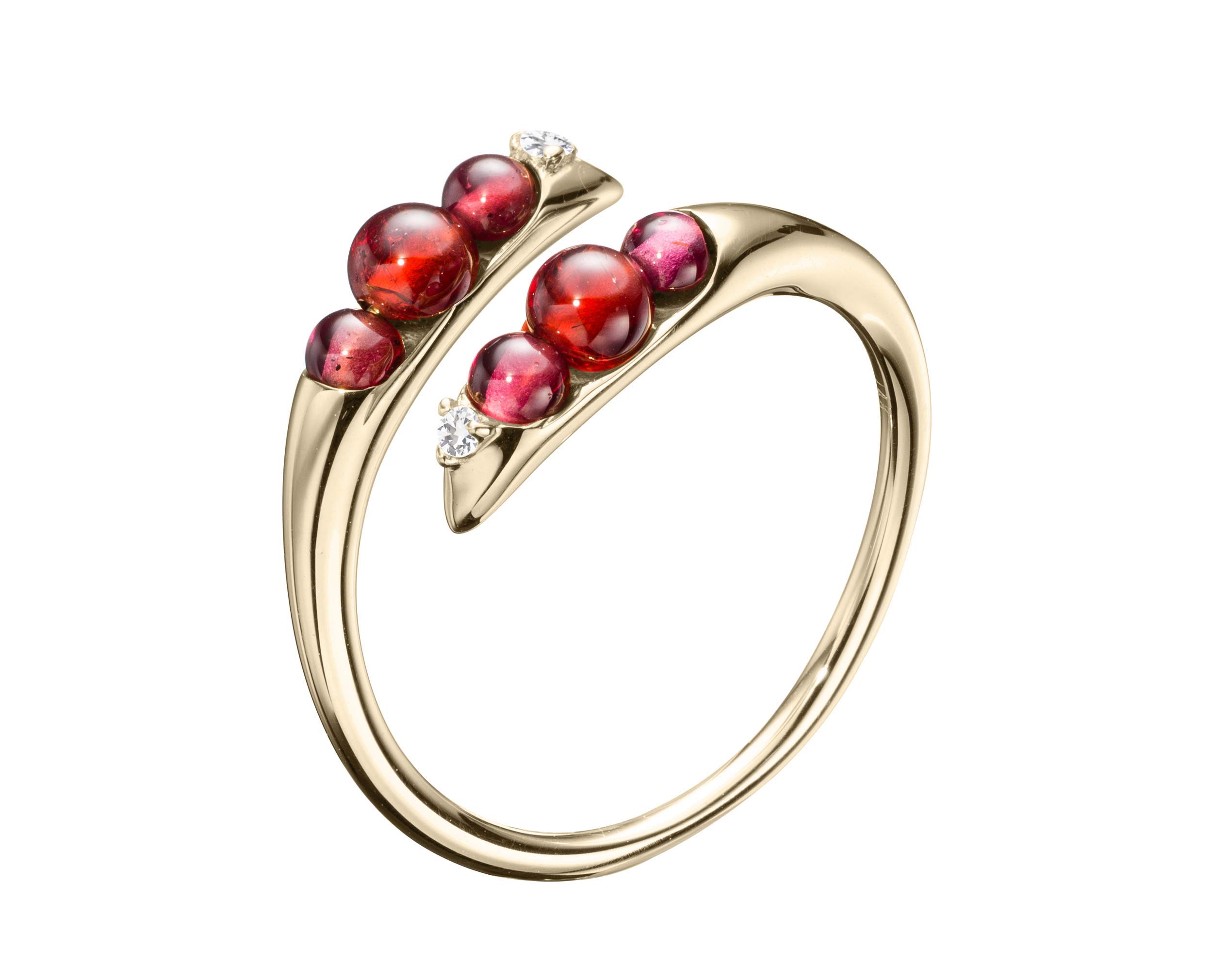 Majade 14K Yellow Gold Garnet Ring - January Birthstone, Handmade Engagement & Wedding Band, Unique Minimalist Red Gemstone Jewelry for Nature Lovers | Perfect for Anniversaries, Valentine's Day & Special Occasions
