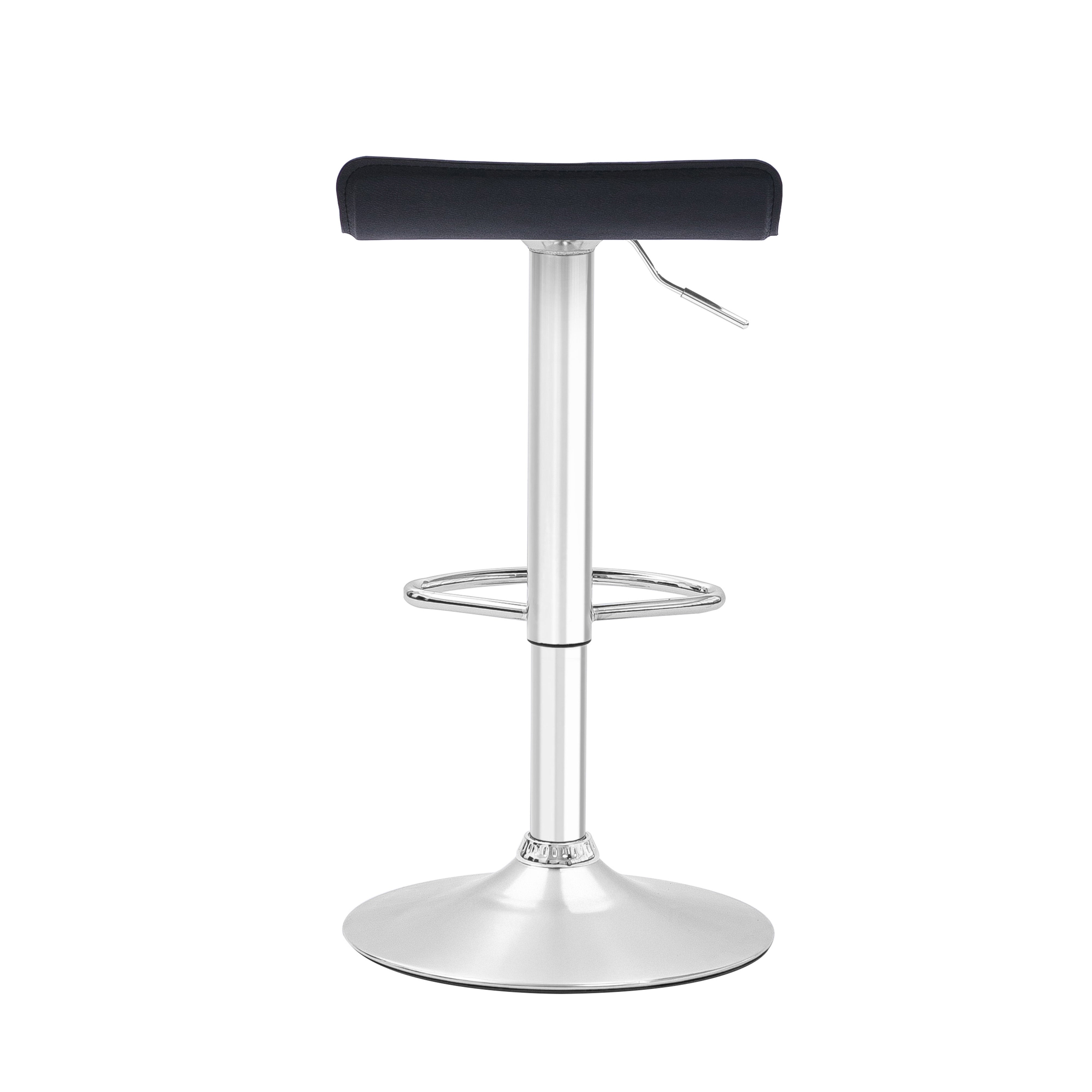 Urban Style Set of 4 Craig Adjustable Height Bar Stools with Gas Lift Mechanism - Chrome & Black Modern Kitchen Counter Stools for Dining Room, Bar or Breakfast Nook
