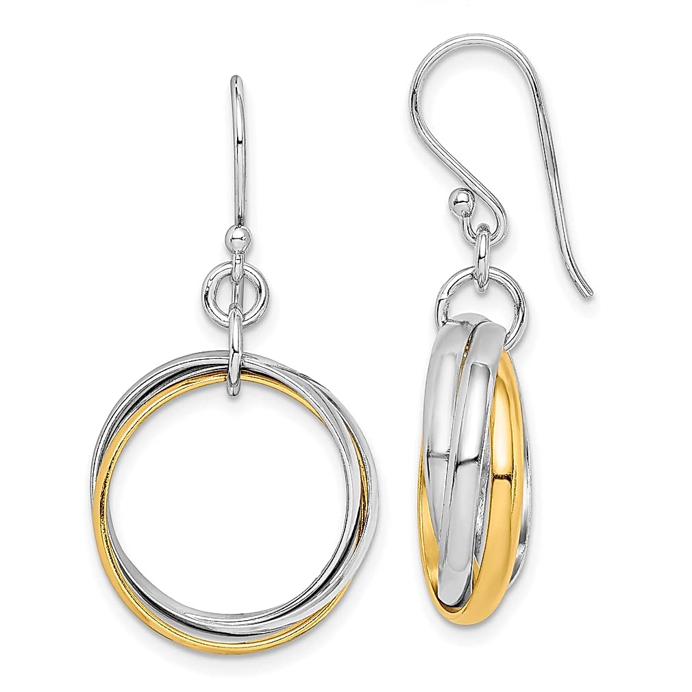 925 Sterling Silver Gold Plated Triple Circle Drop Dangle Chandelier Earrings for Women | Elegant Fine Jewelry Gift for Her | Perfect for Weddings, Parties & Special Occasions