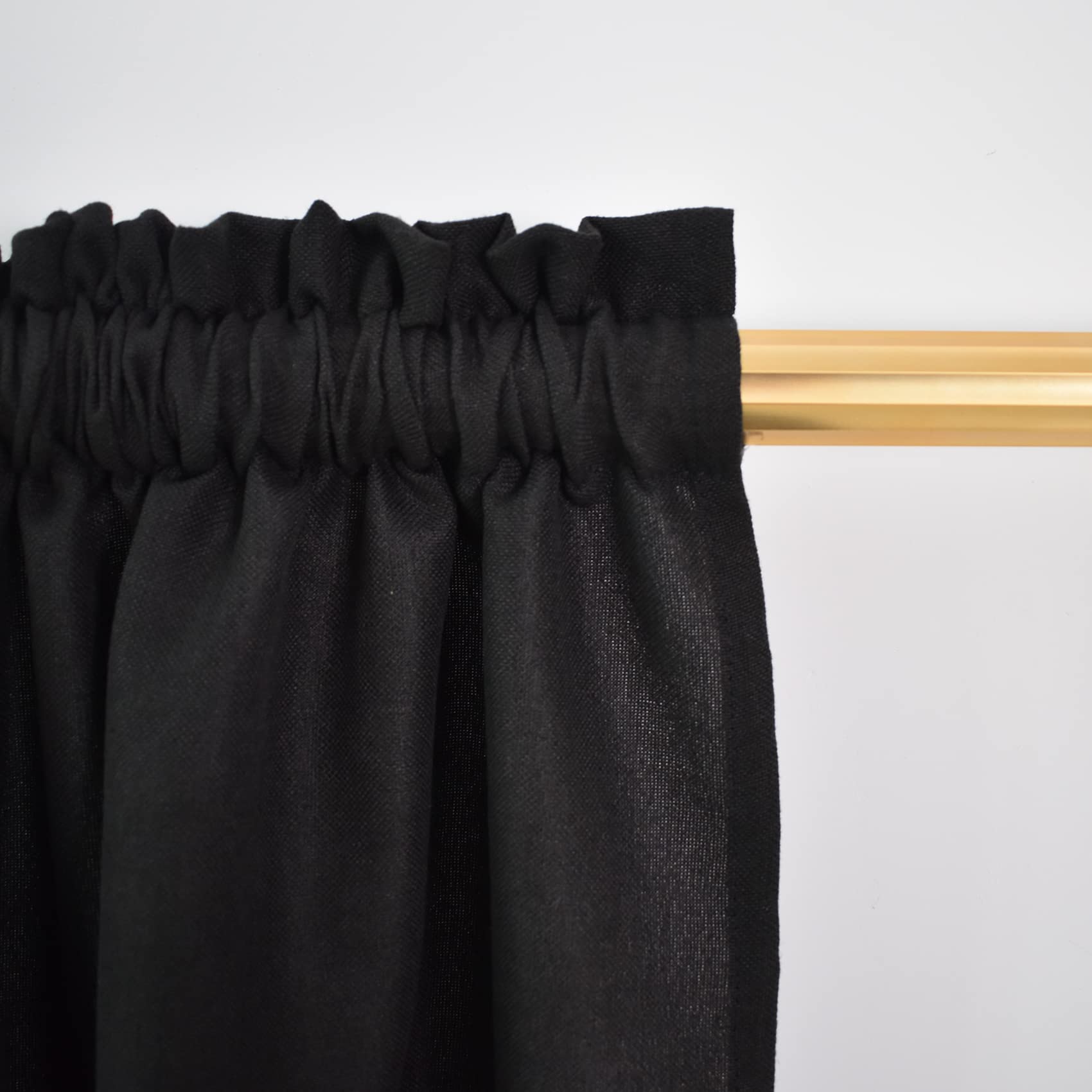 UPOPO 18 Inch Black Linen Textured Valance Curtain - Rod Pocket Window Topper for Kitchen, Living Room, Bedroom - 1 Panel 54
