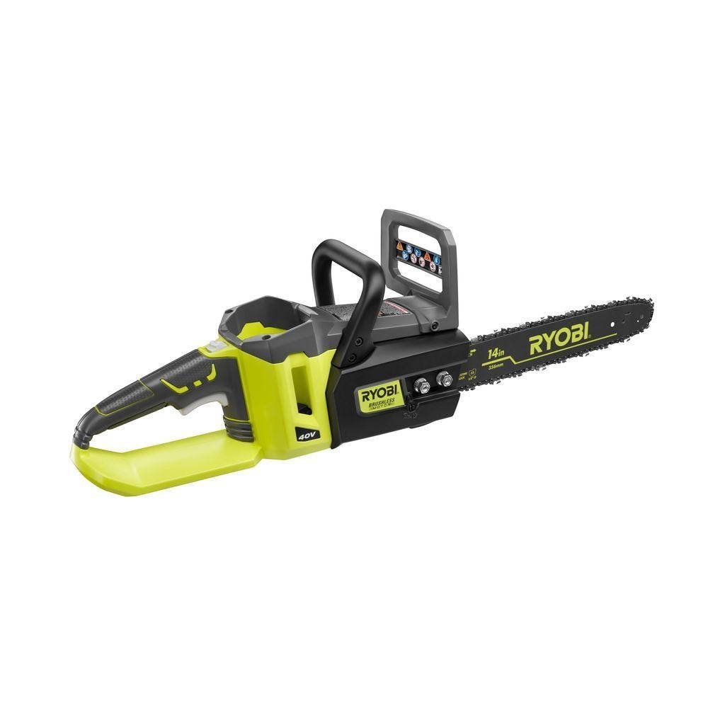 Ryobi 40V Brushless 14-Inch Cordless Chainsaw (Tool Only, No Battery/Charger) - Perfect for Tree Trimming, Firewood Cutting & Yard Maintenance