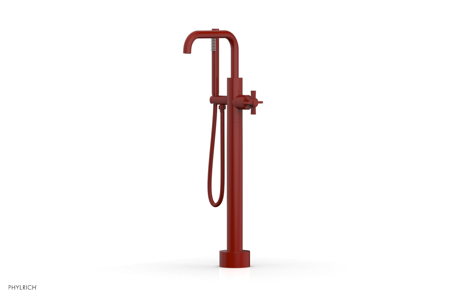 BASIC Low Floor Mount Tub Filler with Cross Handle and Hand Shower - D132 45 03 - Perfect for Modern Bathroom Renovations and Spa-Like Shower Experiences