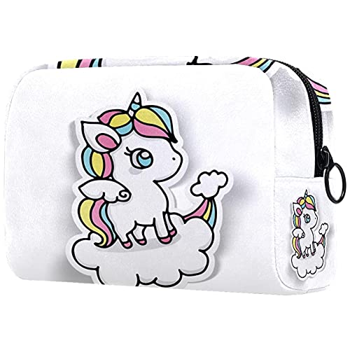 Large Travel Makeup Bag for Women - Waterproof Cosmetic Organizer with Multiple Pockets, Black Makeup Case Perfect for Airplane Carry-on, Gym & Vacation Toiletry Storage (Unicorn Design)