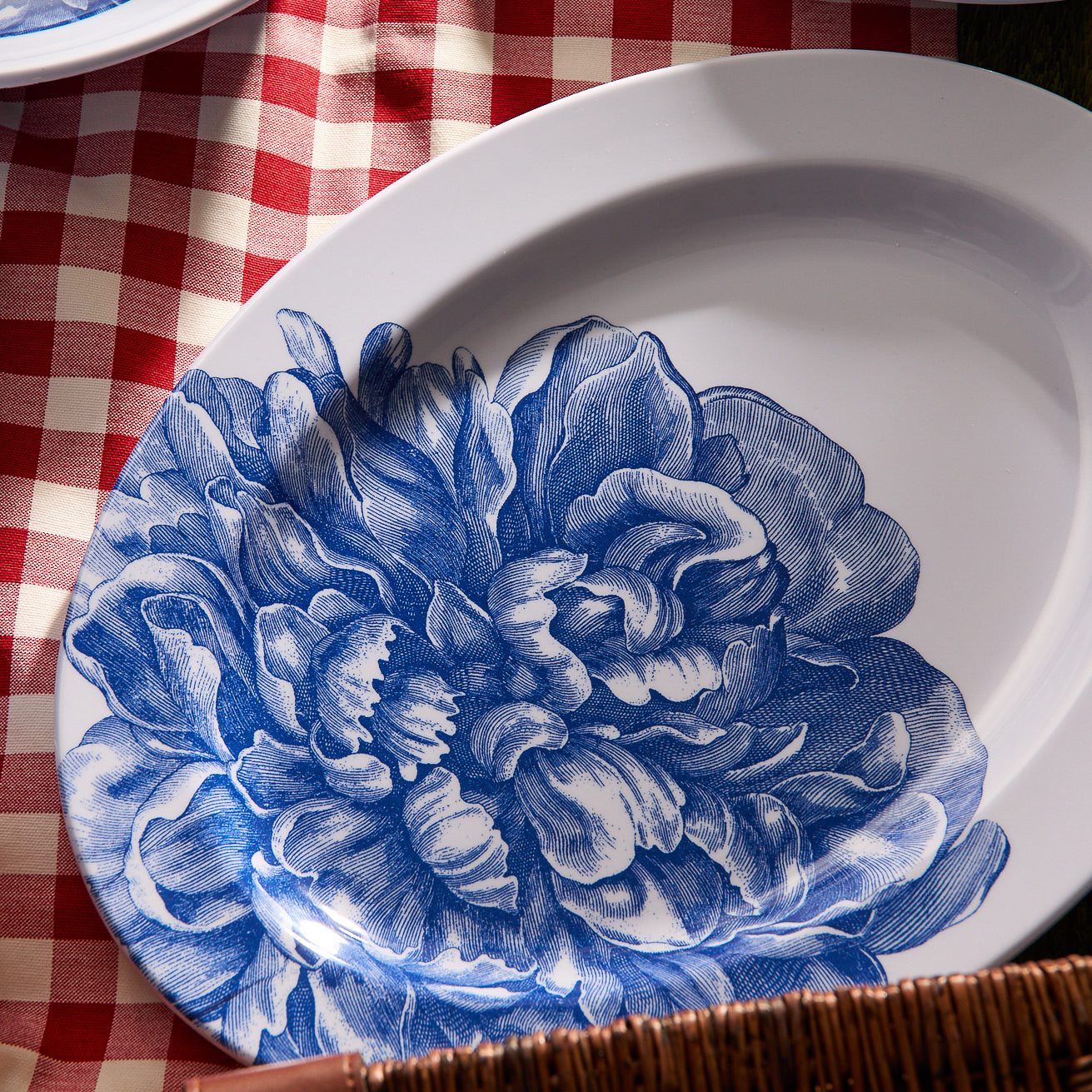 Peony Melamine Oval Rimmed Platter - Elegant Serving Dish for Parties, Weddings & Holidays - Durable & Lightweight Dinnerware for Entertaining