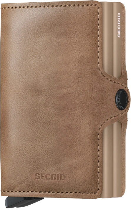 Secrid Twin Wallet Vintage Taupe - RFID Blocking Leather Bifold Wallet for Men & Women | Slim Minimalist Card Holder for Travel & Everyday Use
