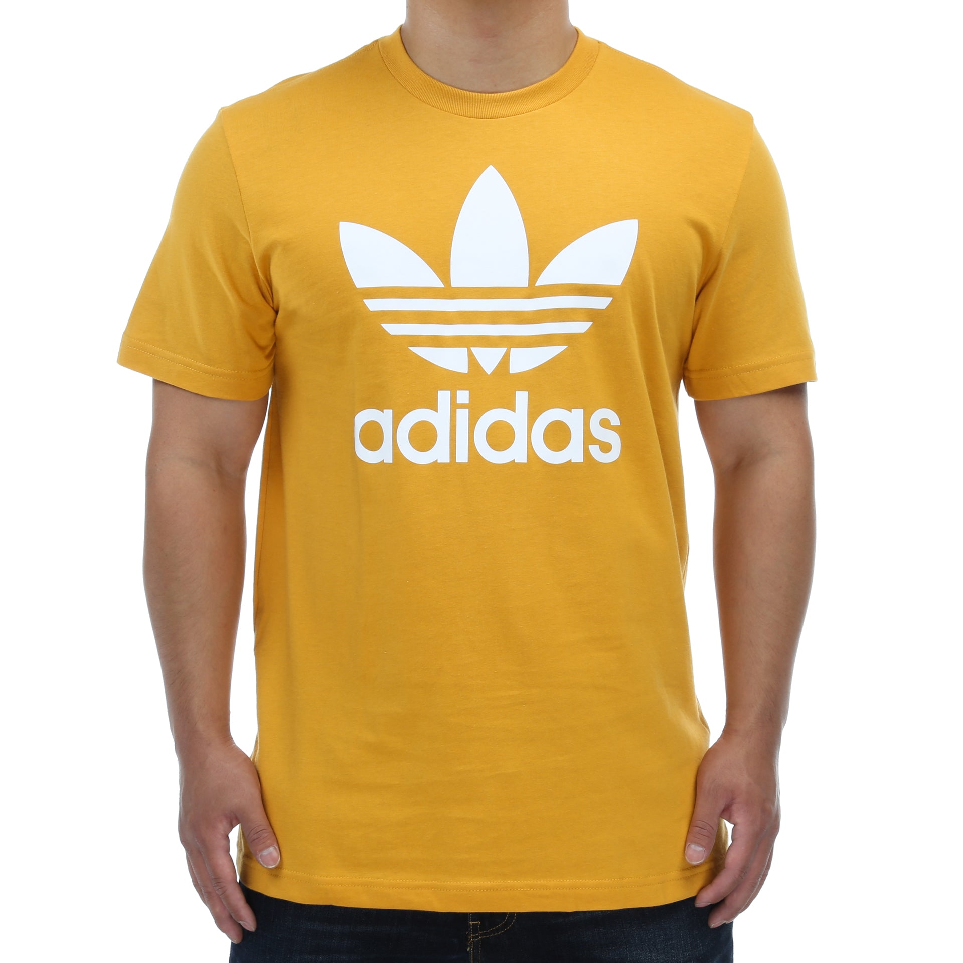 Adidas Originals Trefoil Logo T-Shirt for Men & Women - Soft Cotton Crewneck Tee in Tactile Yellow | Casual Streetwear & Gym Wear