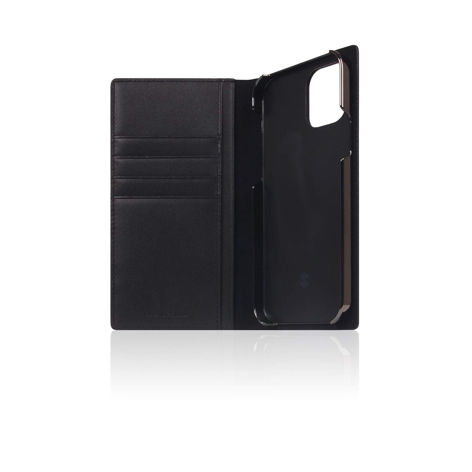 Italian Genuine Carbon Leather Wallet Case for iPhone 12/12 Pro - Handmade Diary Style with Card Slots & Cash Pocket | RFID Protection | Gift Box Included (Black) | Perfect for Business, Travel & Everyday Use