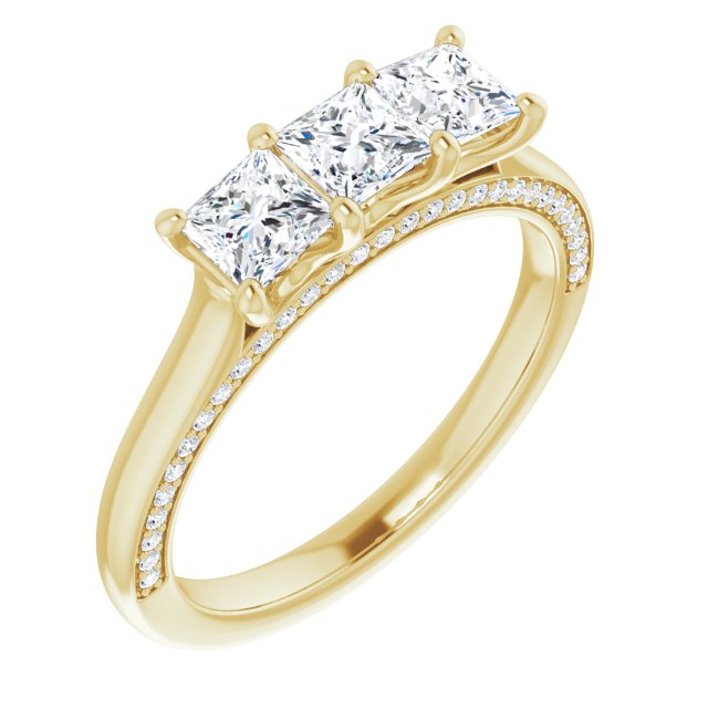1.17 ct Princess & Round Cut Diamond Wedding Band - 3 Stone Anniversary Ring for Women - Elegant Bridal Jewelry for Engagement, Proposal & Special Occasions